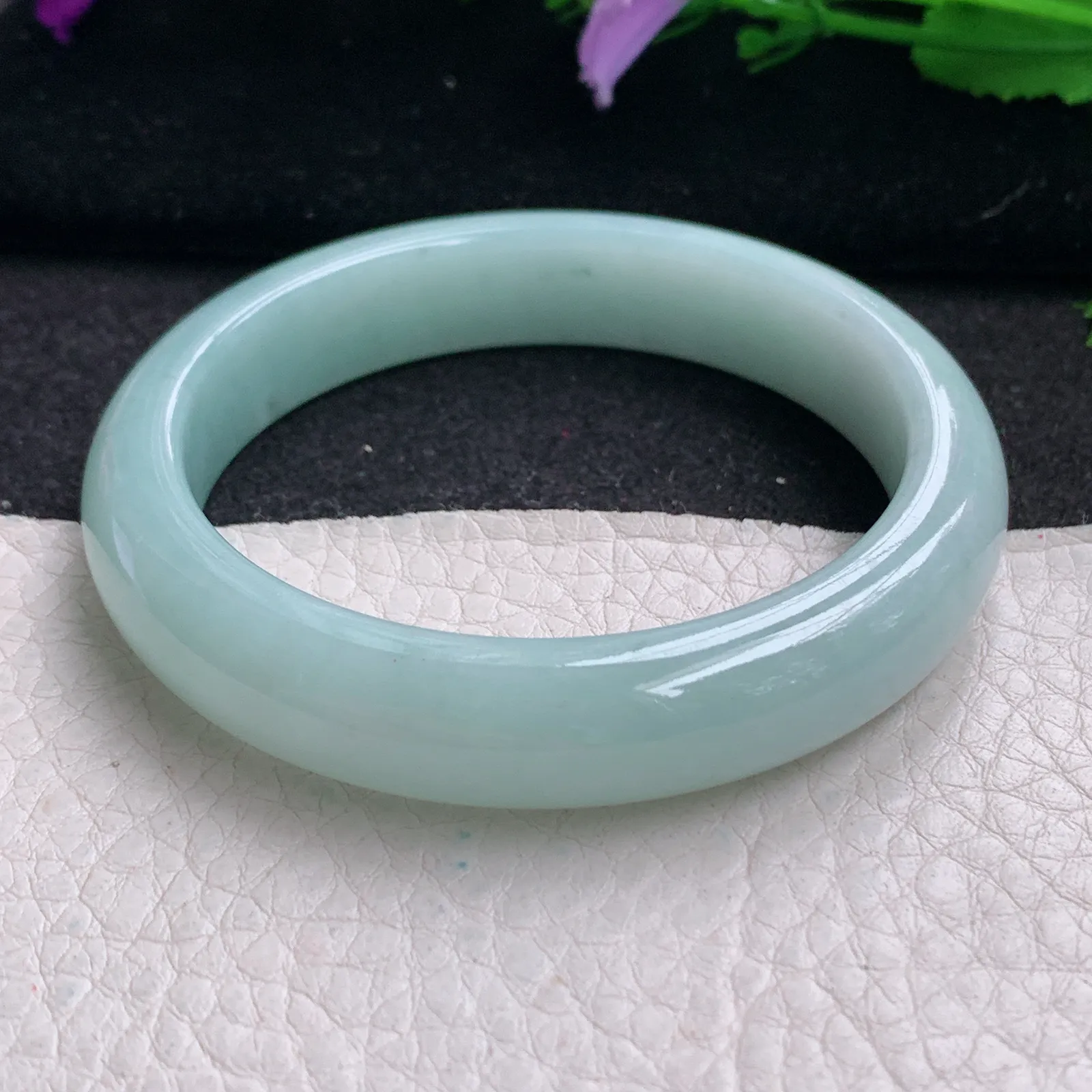 xx小圈口53*11.6*7.7平安镯 缅甸翡翠精美秀气蓝韵宽边玉手镯 玉手环