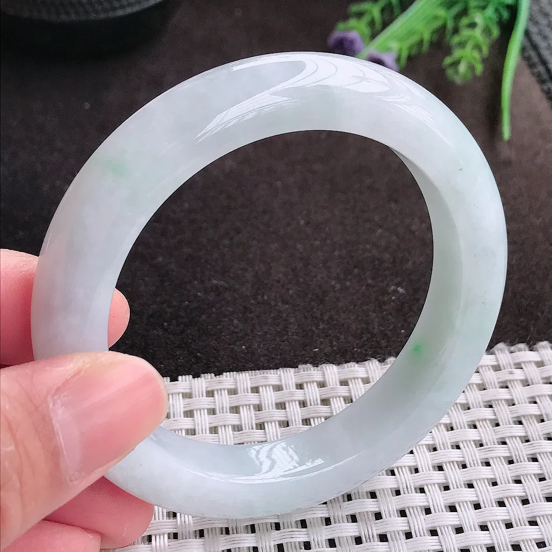 实拍A货翡翠55/11.7/9.5老坑冰润起胶厚装手镯宽边翡翠玉镯女款