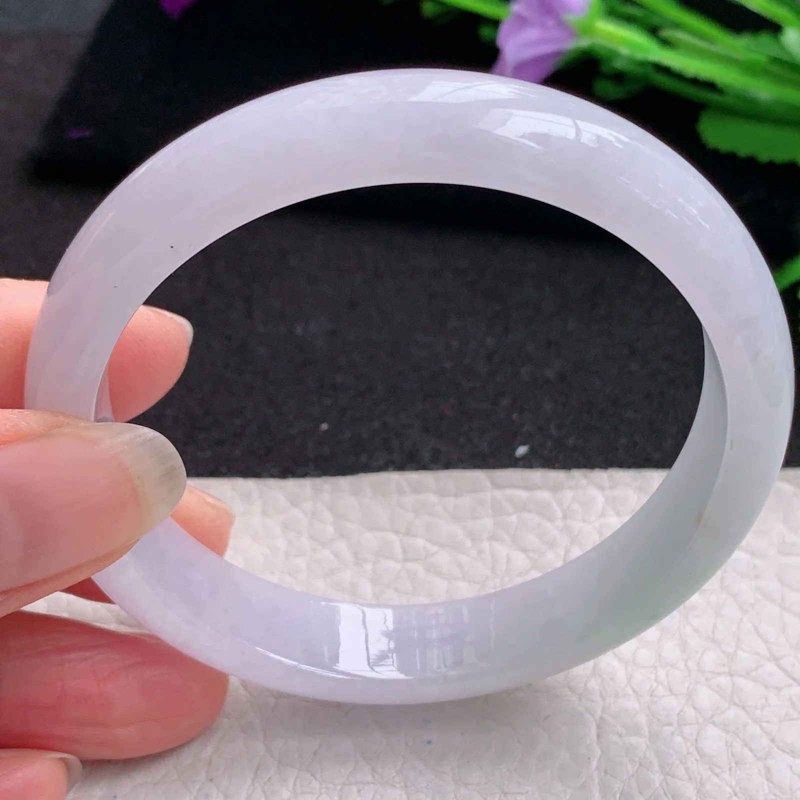 nr实拍57.5*12.5*7平安镯 缅甸翡翠精美冰紫宽边玉手镯 玉手环