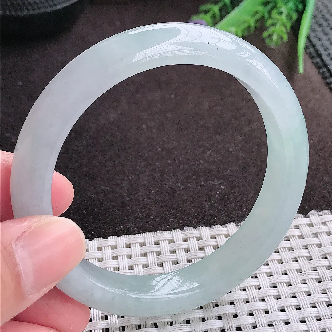 实拍A货翡翠57.5/11.6/8.4老坑冰胶果冻冰晴种手镯宽边翡翠玉镯女款