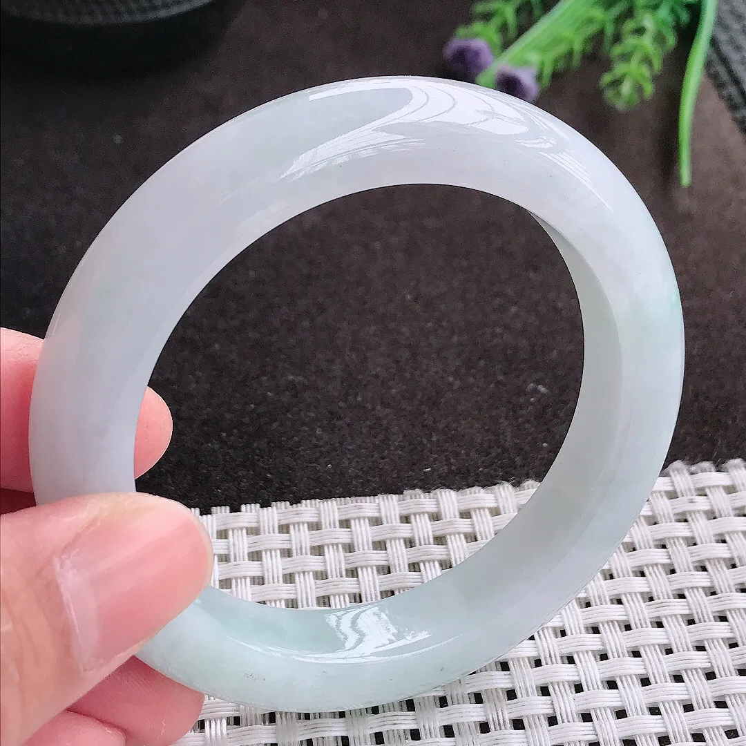 实拍A货翡翠55/11.7/9.5老坑冰润起胶厚装手镯宽边翡翠玉镯女款