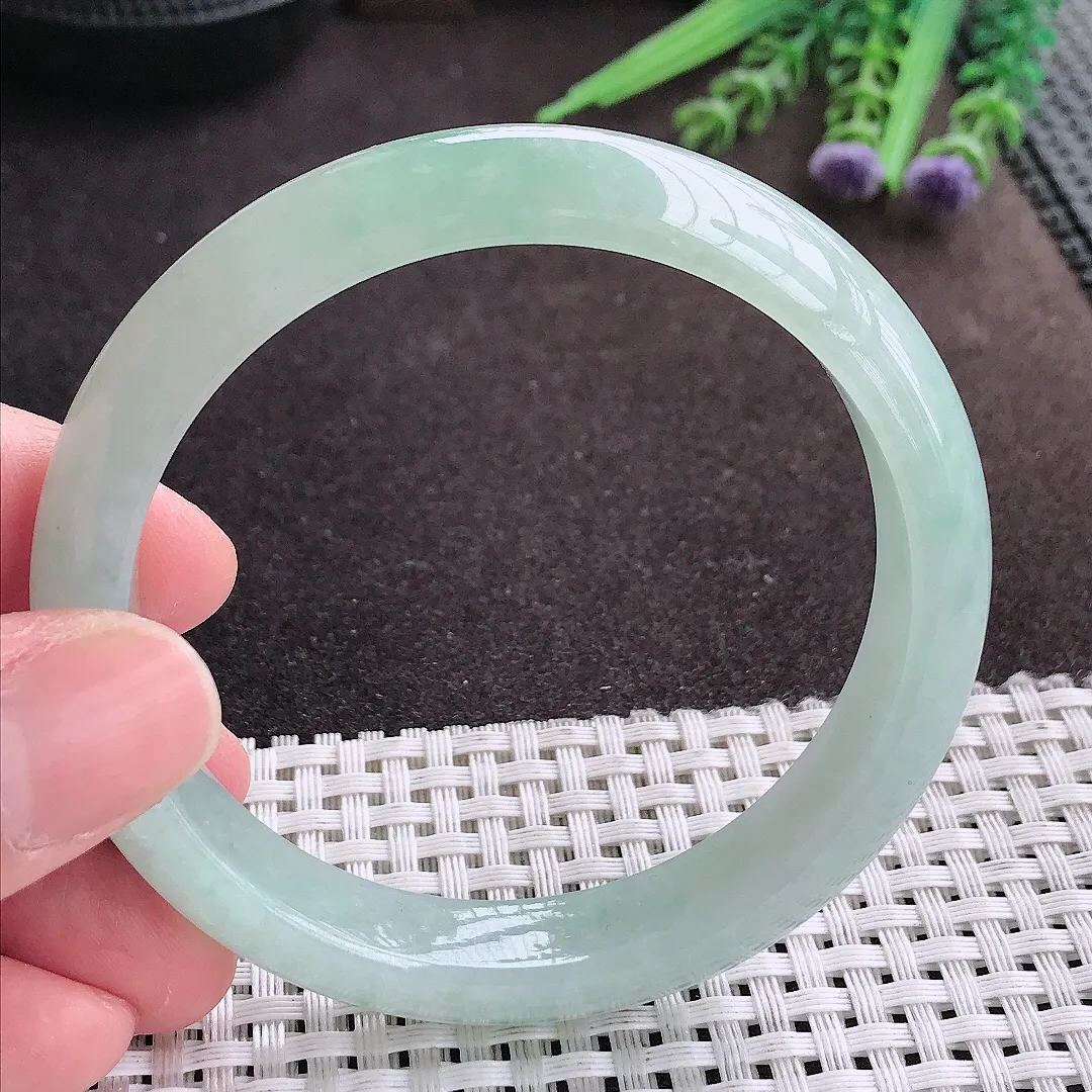 实拍A货翡翠58/11.8/7.8老坑冰胶水灵冰晴种手镯宽边翡翠玉镯女款