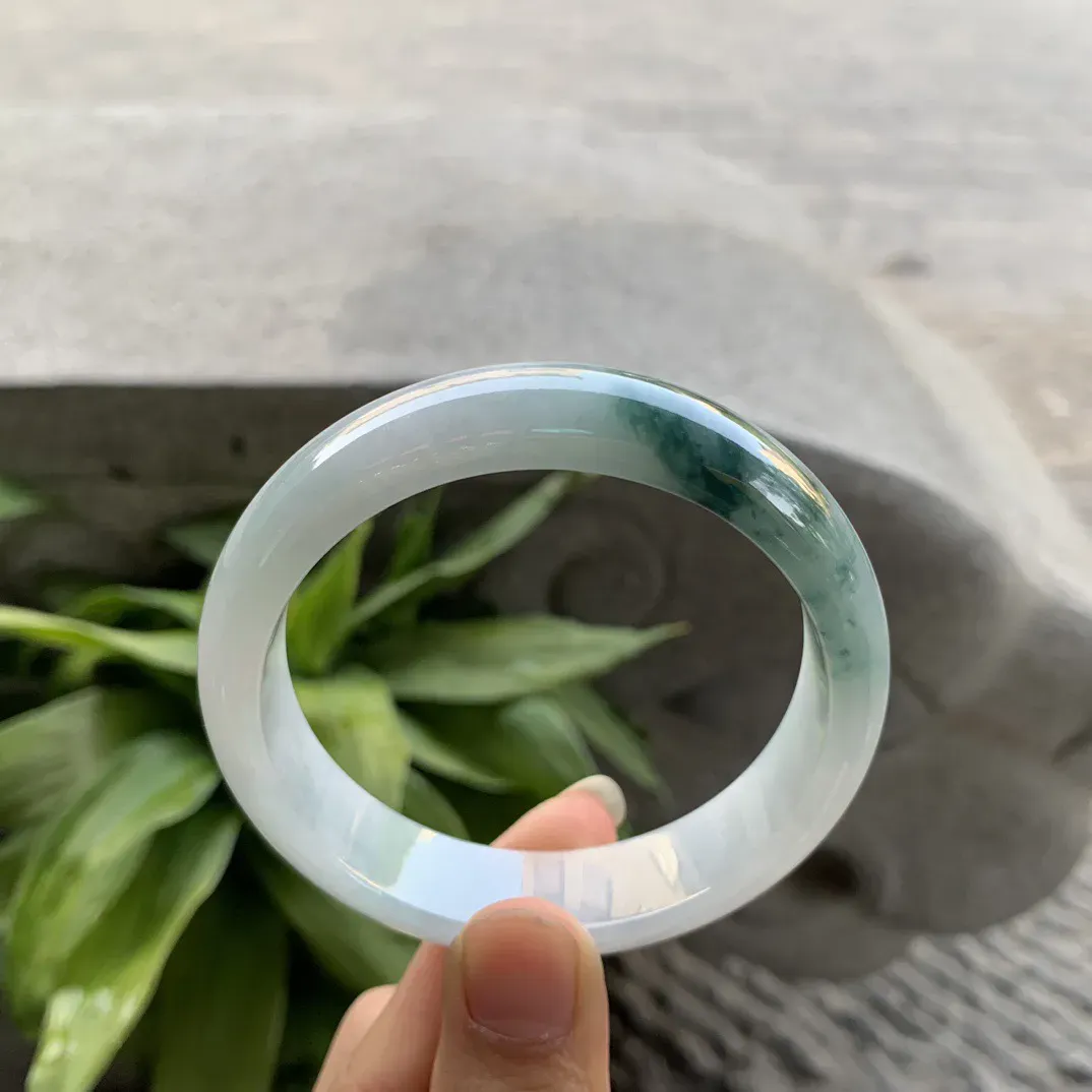 圈口57.5-14.2-7.5 【飘花正圈手镯】正圈57 58可戴 冰透水润