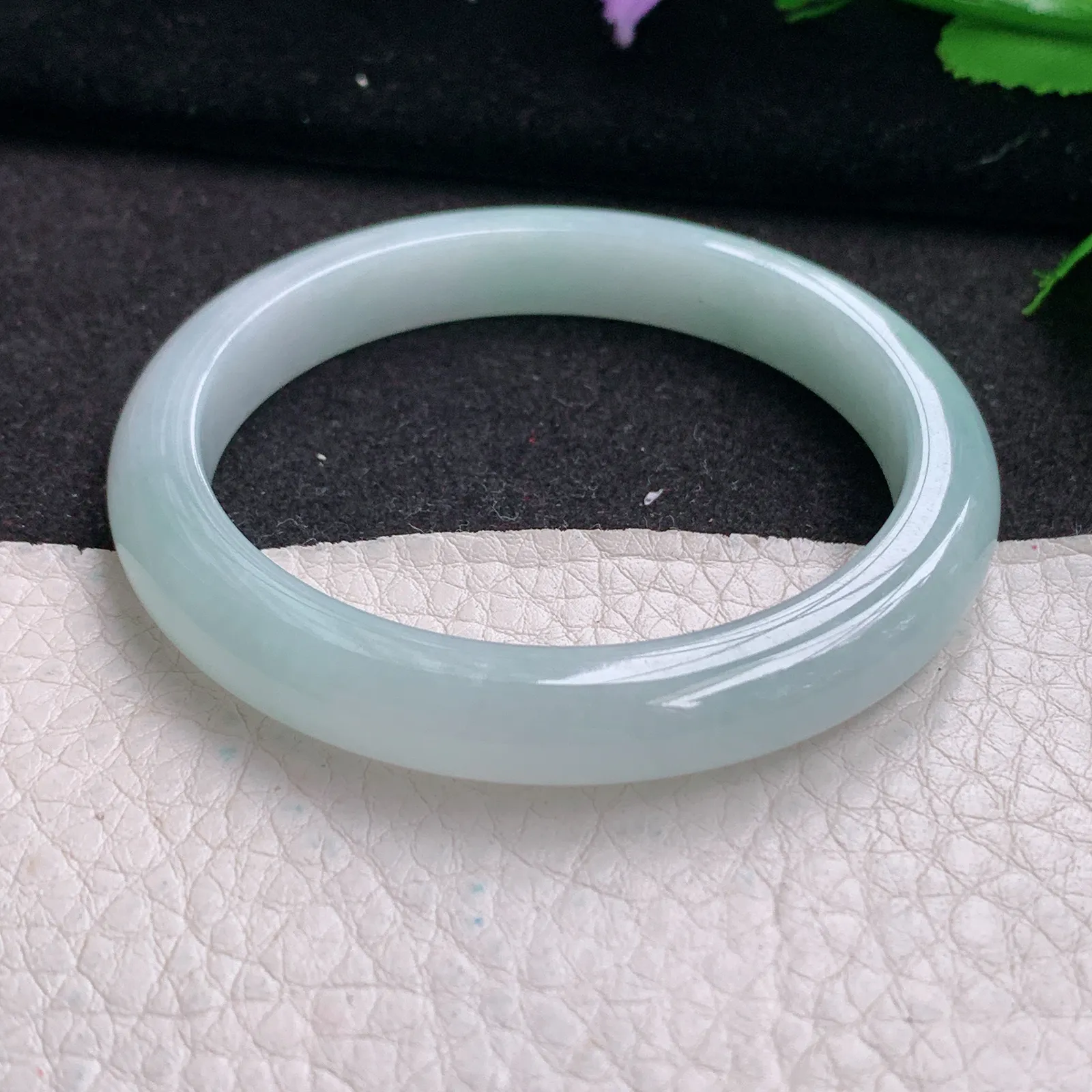 nr小圈口51.6*8.3*7平安镯 缅甸翡翠精美秀气宽边玉手镯 玉手环