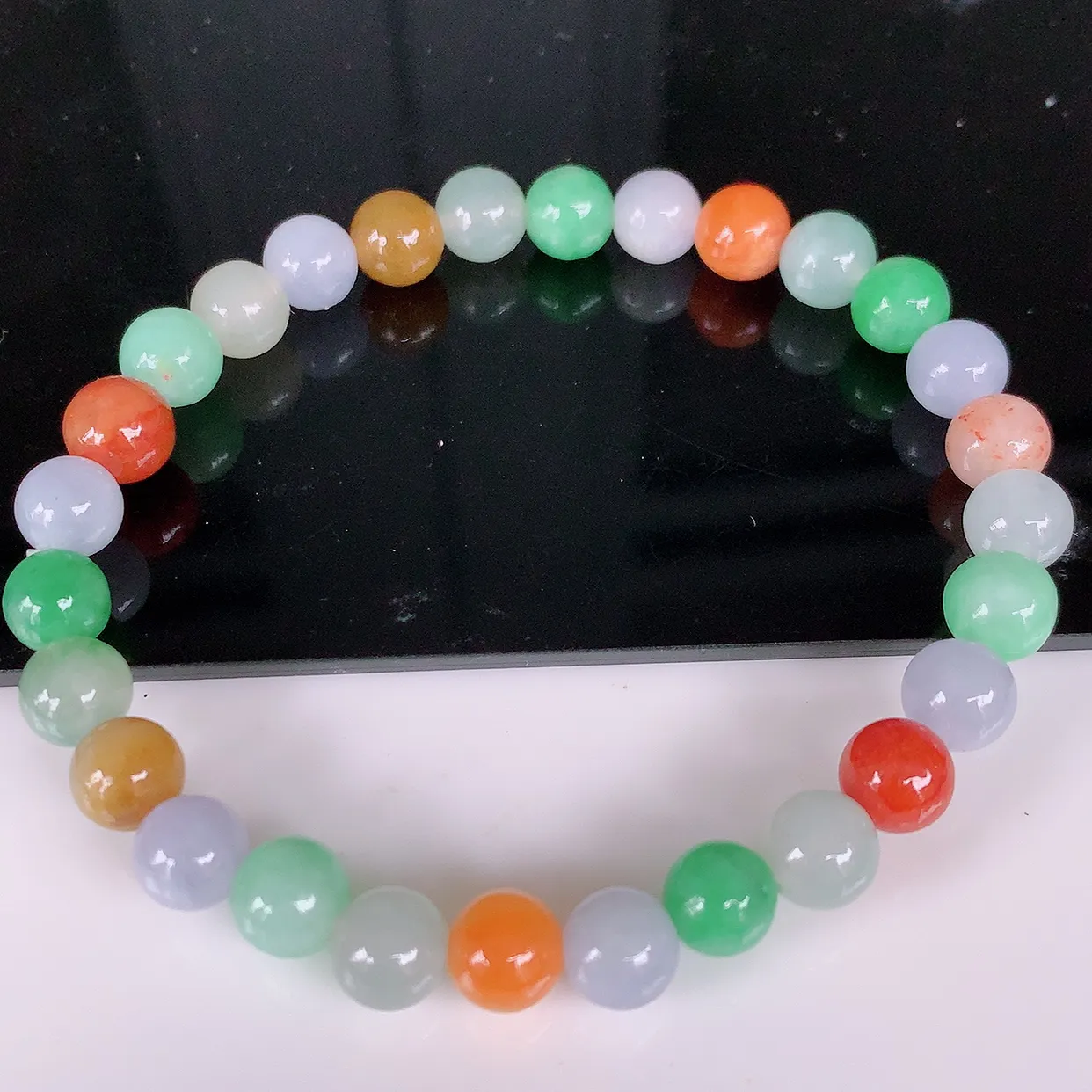 自然光实拍，冰润多宝翡翠手链，多彩翡翠手串，颜色丰富，料子细腻，高档大气，自戴送礼佳品！#46.19