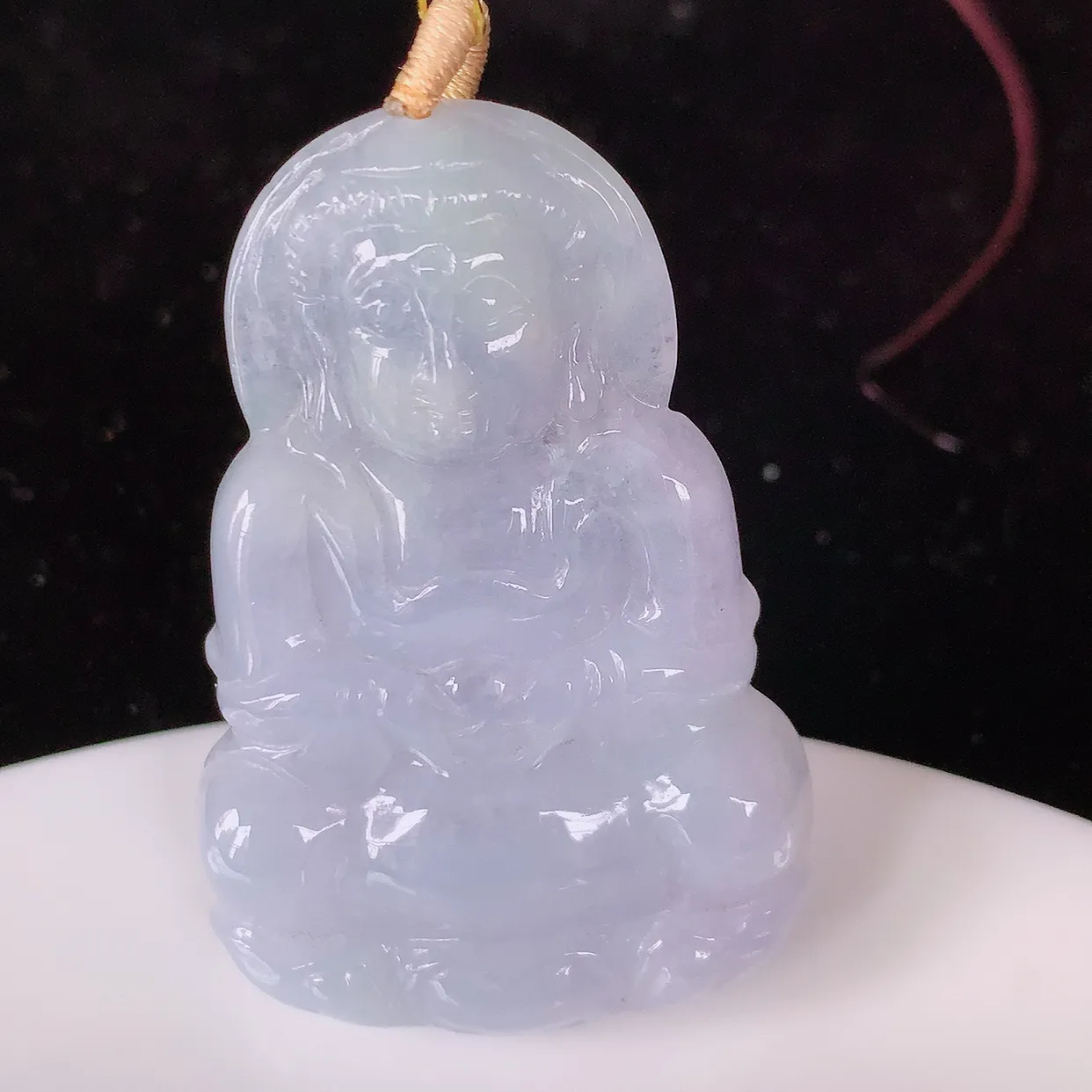 自然光实拍，冰润紫罗兰翡翠保平安观音菩萨吊坠，玉质莹润，佩戴佳品，#35.19