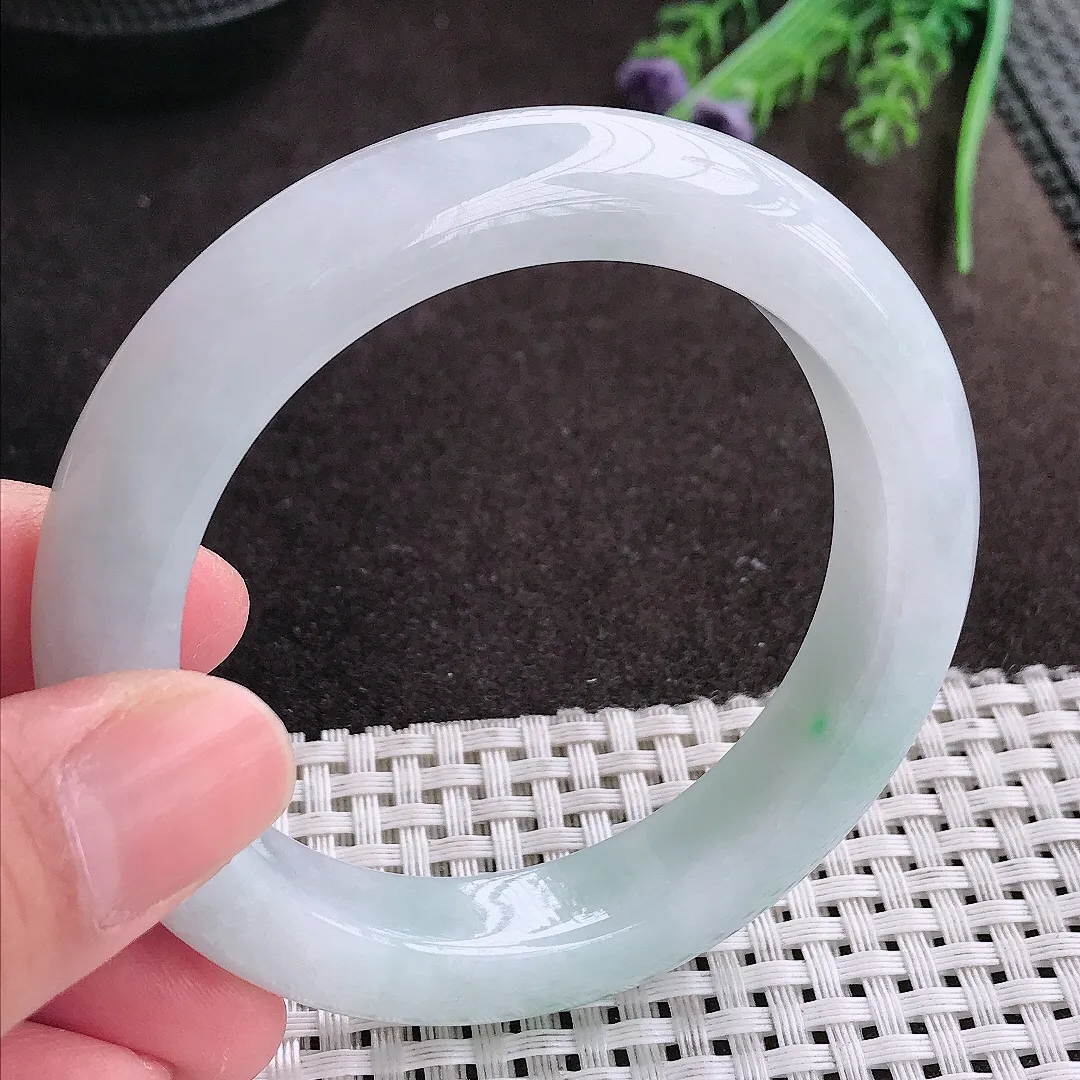 实拍A货翡翠55/11.7/9.5老坑冰润起胶厚装手镯宽边翡翠玉镯女款