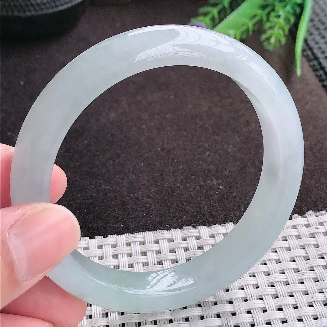 实拍A货翡翠57.5/11.6/8.4老坑冰胶果冻冰晴种手镯宽边翡翠玉镯女款