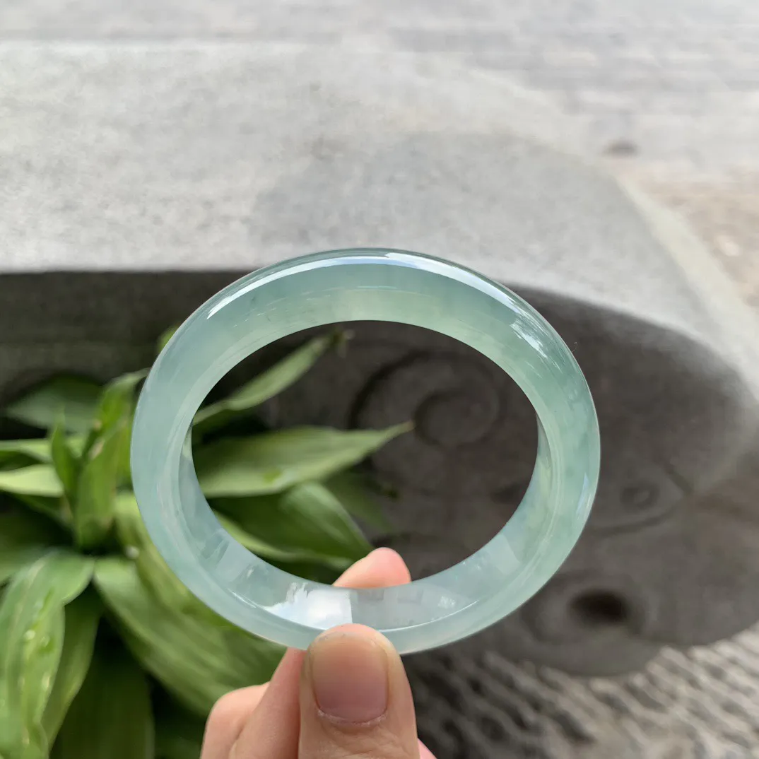 圈口 56.7-12.6-8.6【冰种绿正圈手镯】正圈56 57可戴