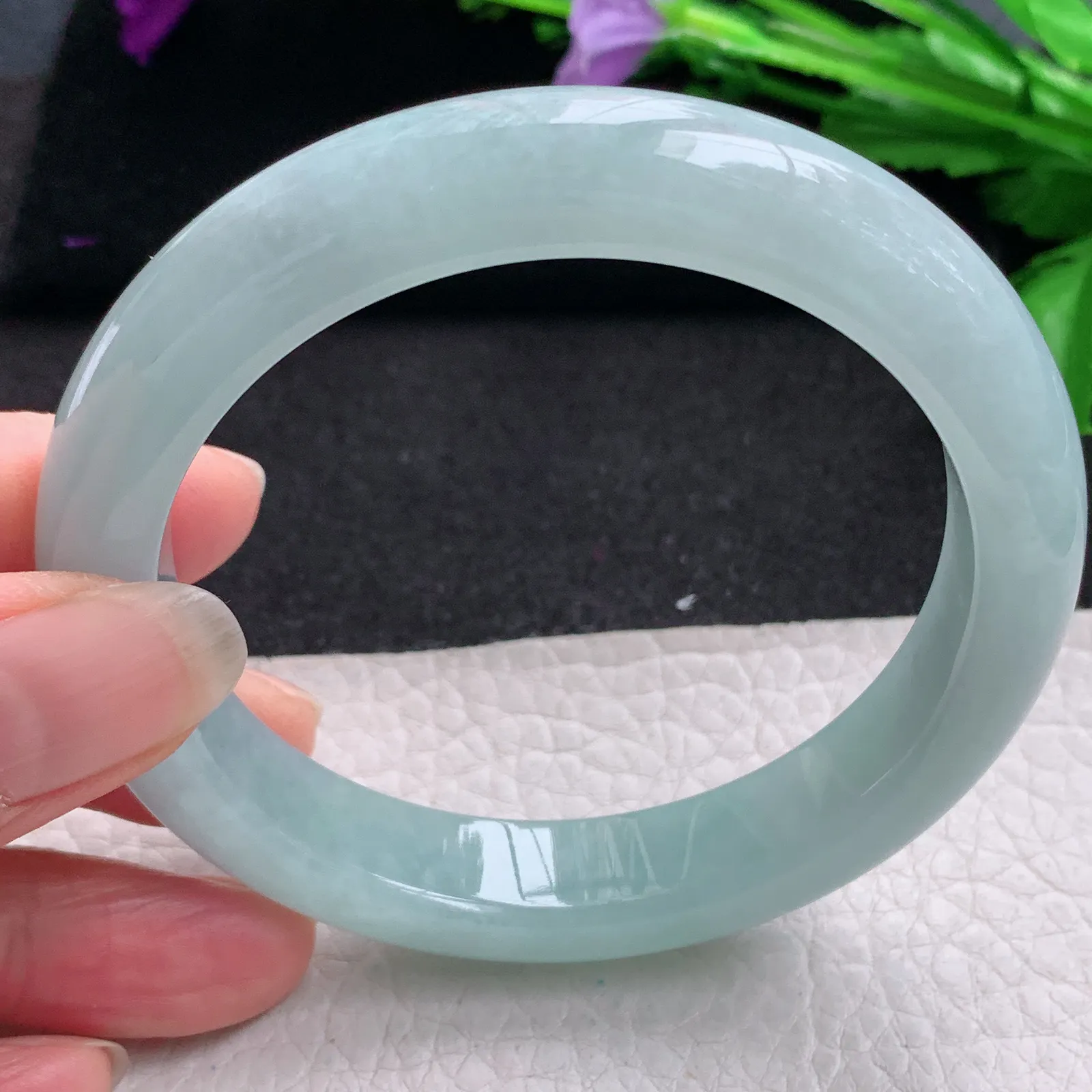 nr实拍59*12*9平安镯 缅甸翡翠精美冰蓝韵宽边玉手镯 玉手环