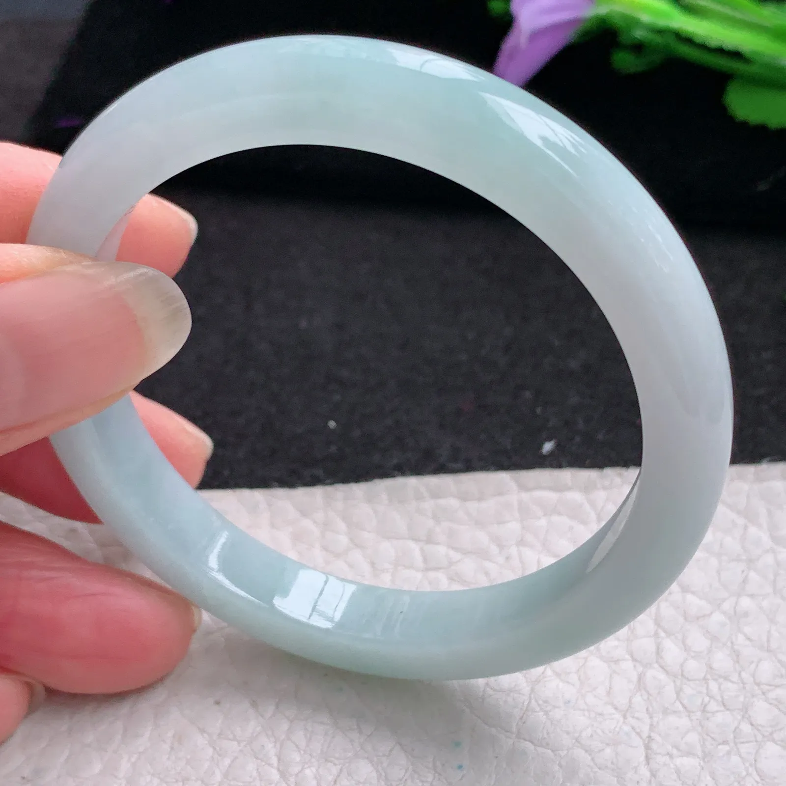 nr小圈口51.6*8.3*7平安镯 缅甸翡翠精美秀气宽边玉手镯 玉手环