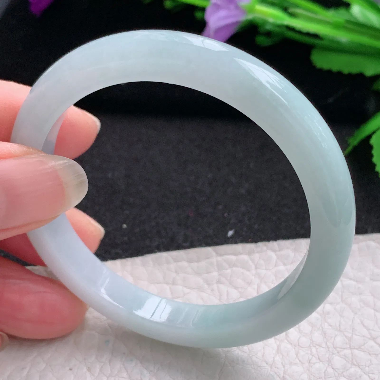 nr小圈口51.6*8.3*7平安镯 缅甸翡翠精美秀气宽边玉手镯 玉手环