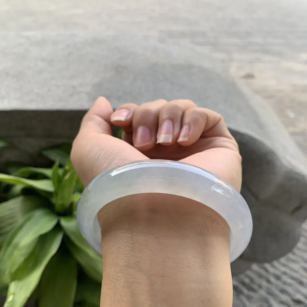 大圈口58.4-13-8.7 【冰种飘黄翡正圈手镯】正圈58 59可戴