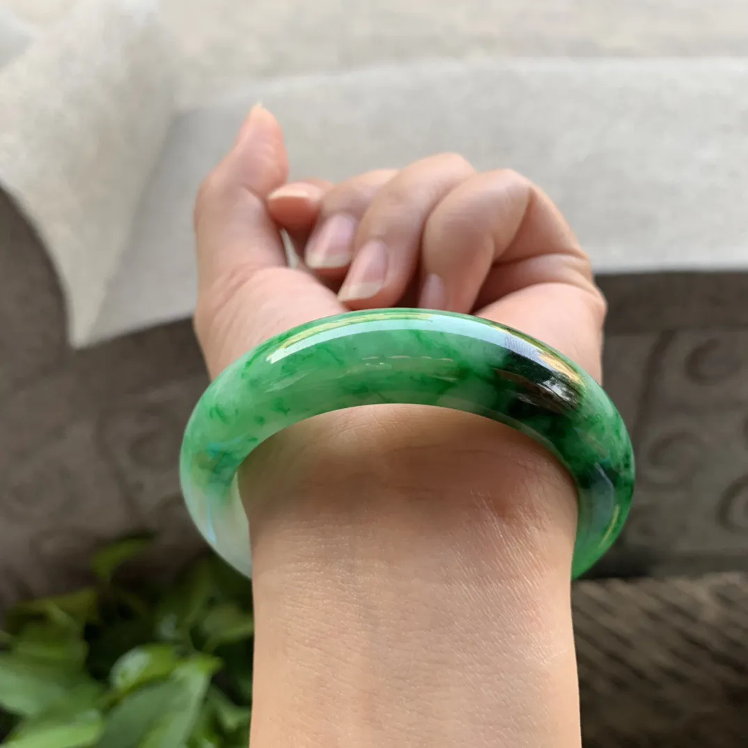 圈口54.8-14.3-9 【辣绿正圈手镯】正圈54 55可戴