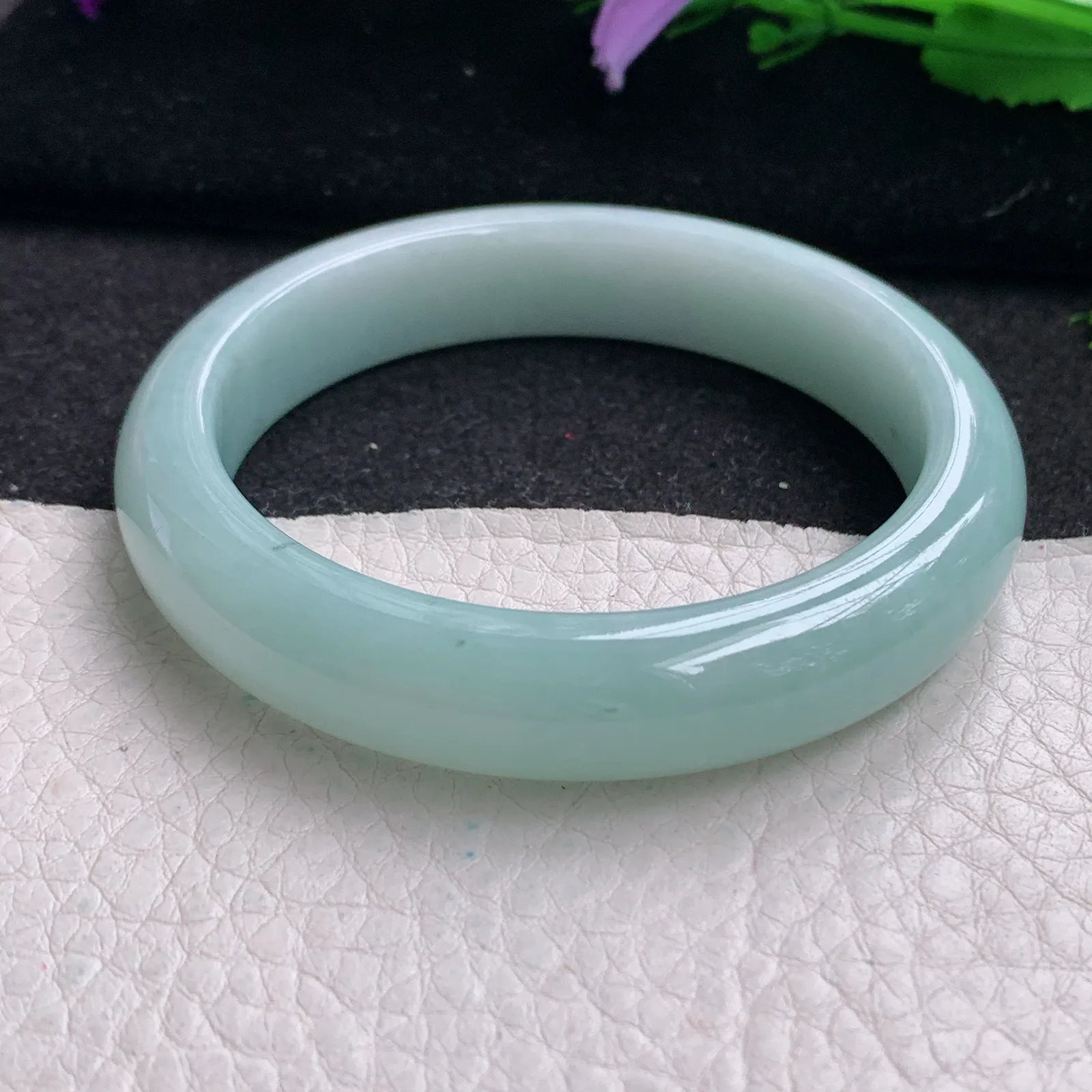 xx小圈口53*11.6*7.7平安镯 缅甸翡翠精美秀气蓝韵宽边玉手镯 玉手环