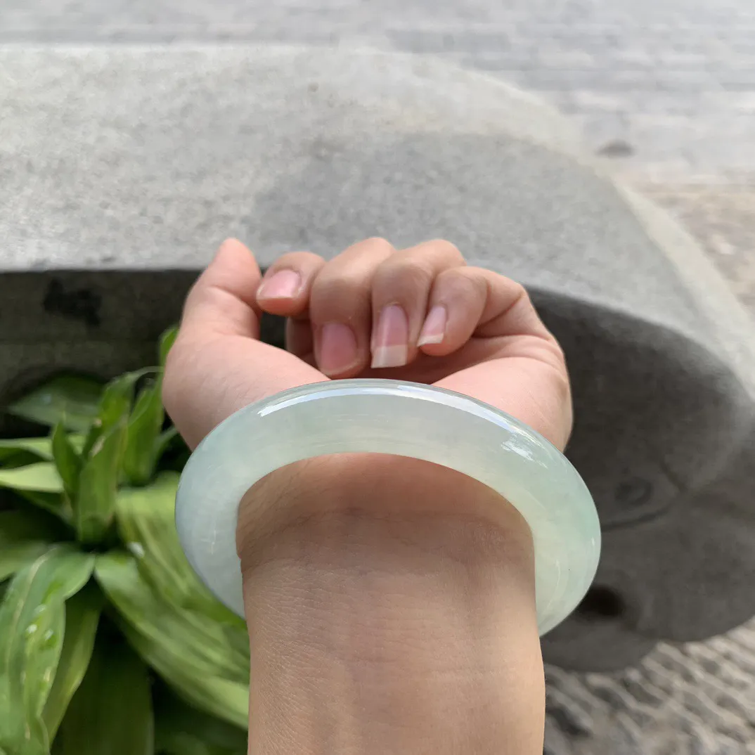 圈口55.8-12 【冰晴绿圆条手镯】圆条55 56可戴