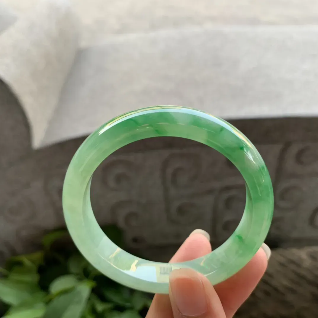 小圈口53.1-12-7.6 【芙蓉绿正圈手镯】正圈53 54可戴