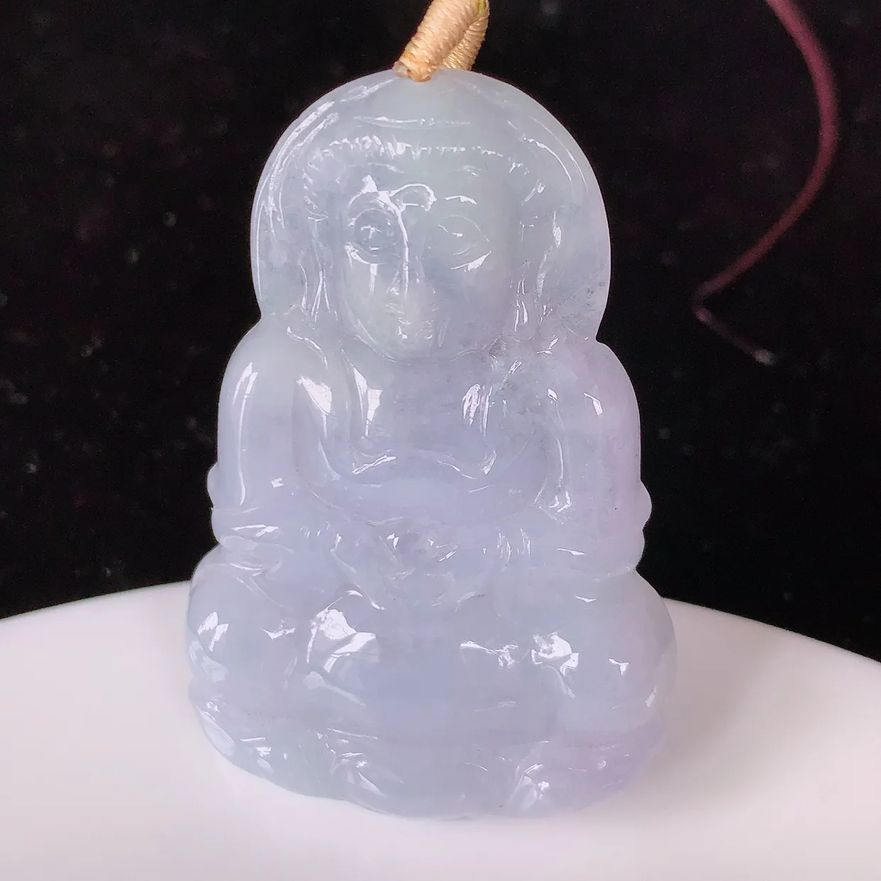 自然光实拍，冰润紫罗兰翡翠保平安观音菩萨吊坠，玉质莹润，佩戴佳品，#35.19