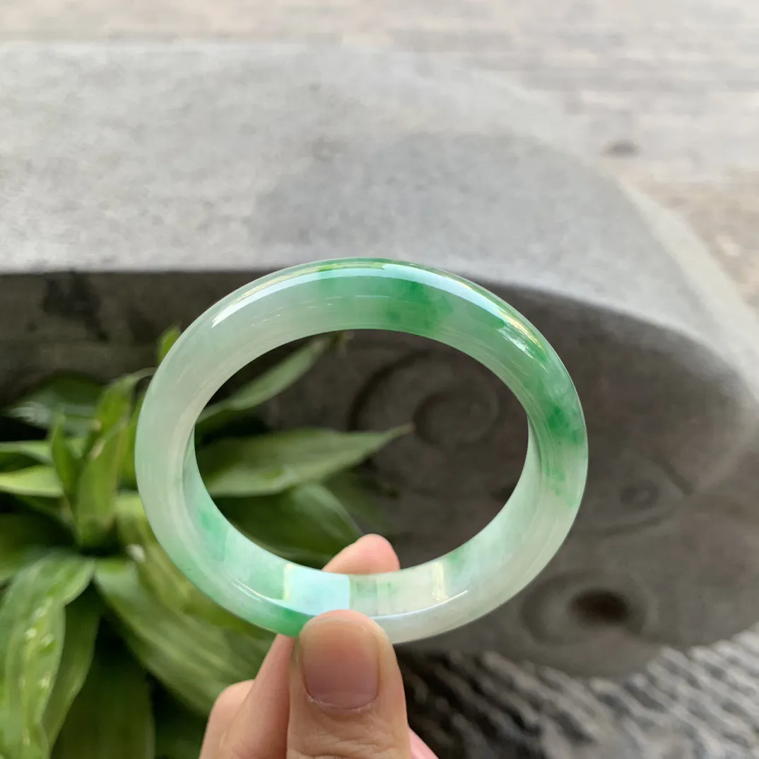 圈口54.2-12.8-7.9 【飘辣绿正圈手镯】正圈54 55可戴