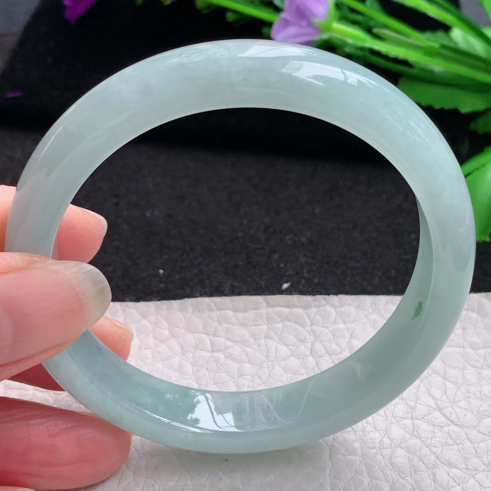 nr实拍57*11.8*7.7平安镯 缅甸翡翠精美冰飘花宽边玉手镯 玉手环