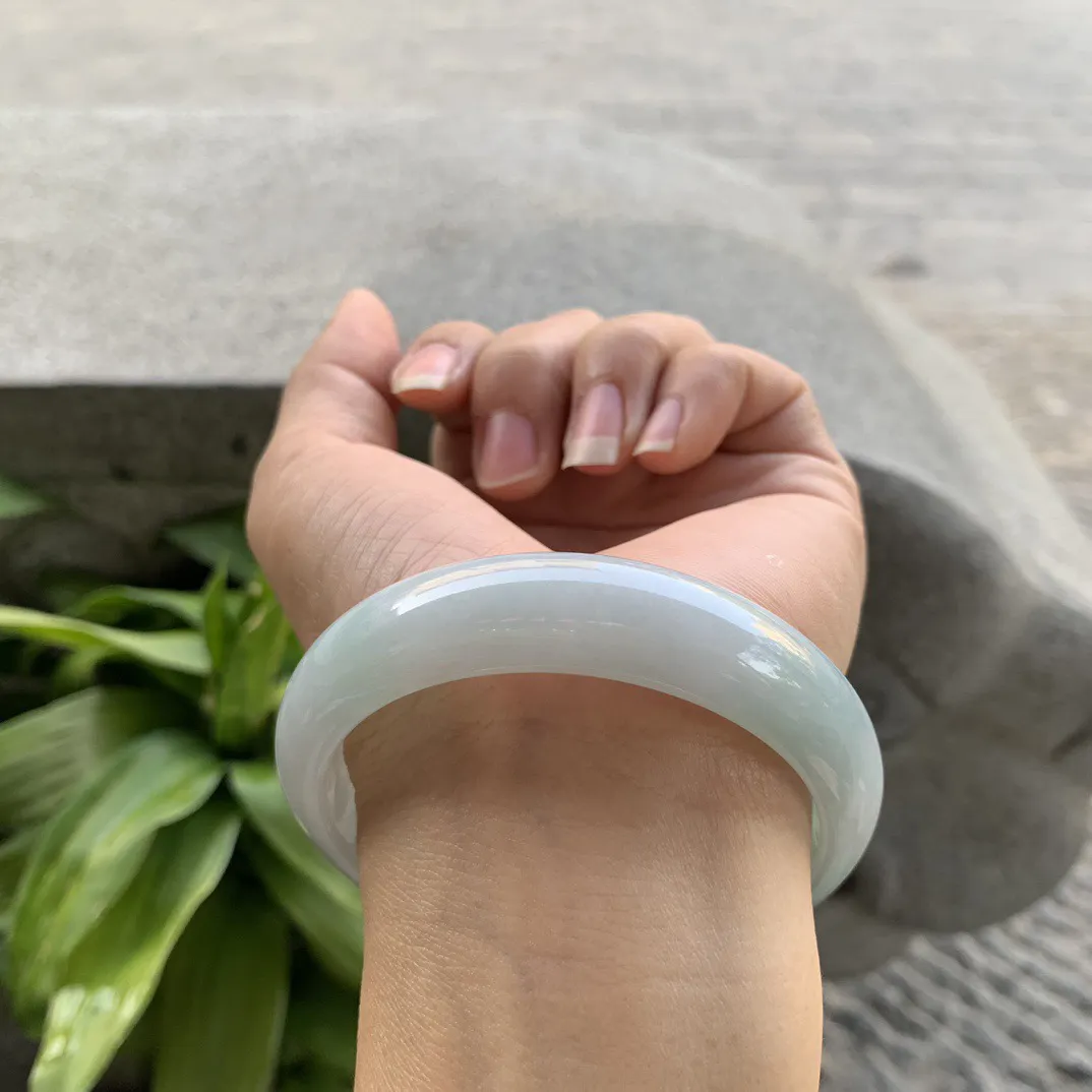 圈口57.5-14.2-7.5 【飘花正圈手镯】正圈57 58可戴 冰透水润