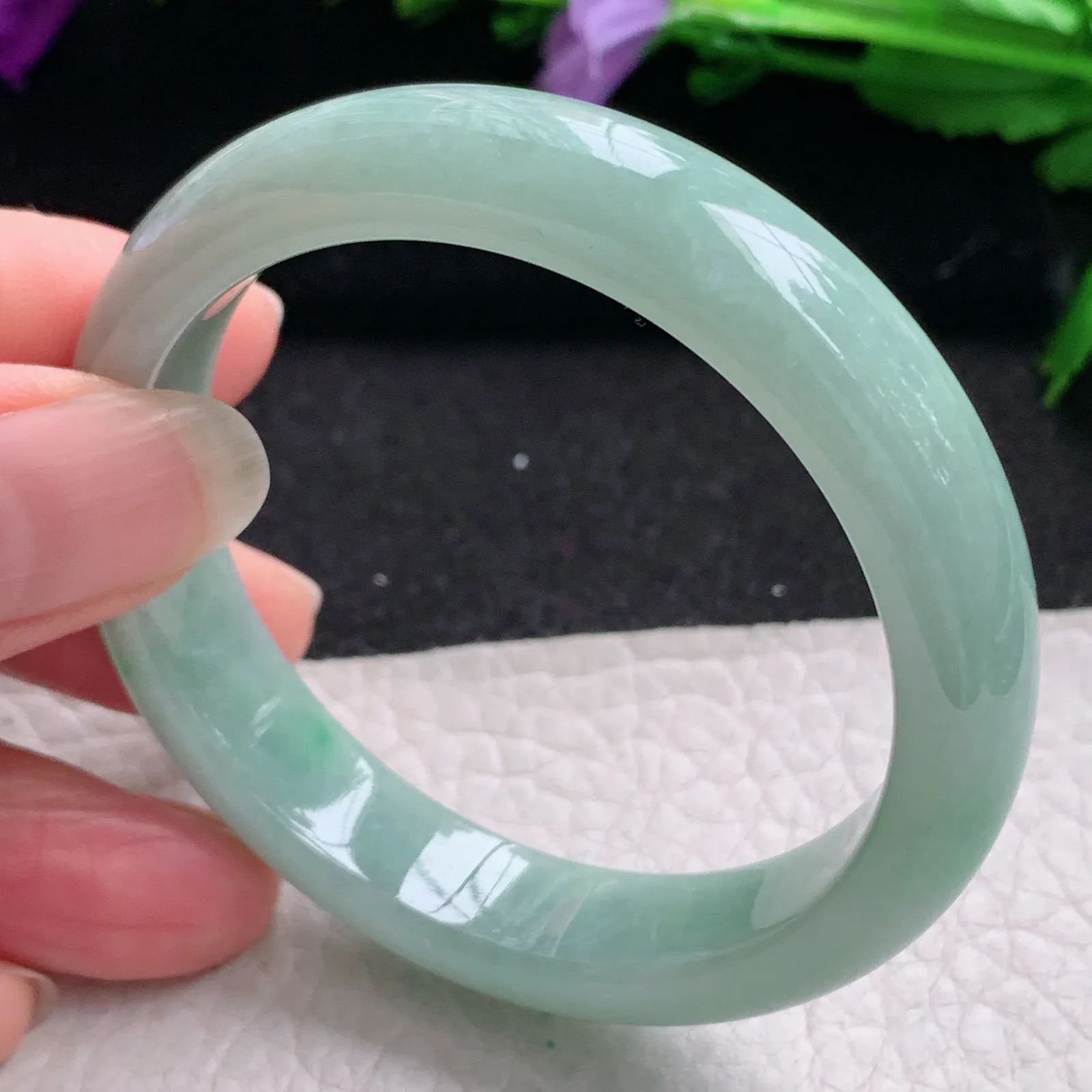 xx小圈口50.8*11.6*7.2平安镯 缅甸翡翠精美飘阳绿宽边玉手镯 玉手环