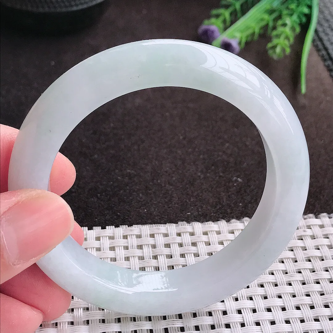 实拍A货翡翠55/11.7/9.5老坑冰润起胶厚装手镯宽边翡翠玉镯女款