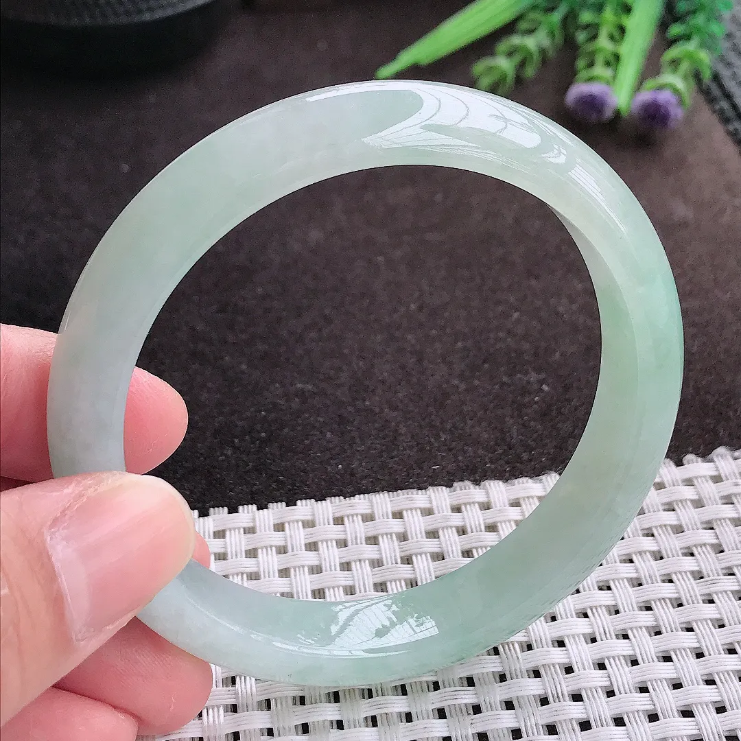 实拍A货翡翠58/11.8/7.8老坑冰胶水灵冰晴种手镯宽边翡翠玉镯女款