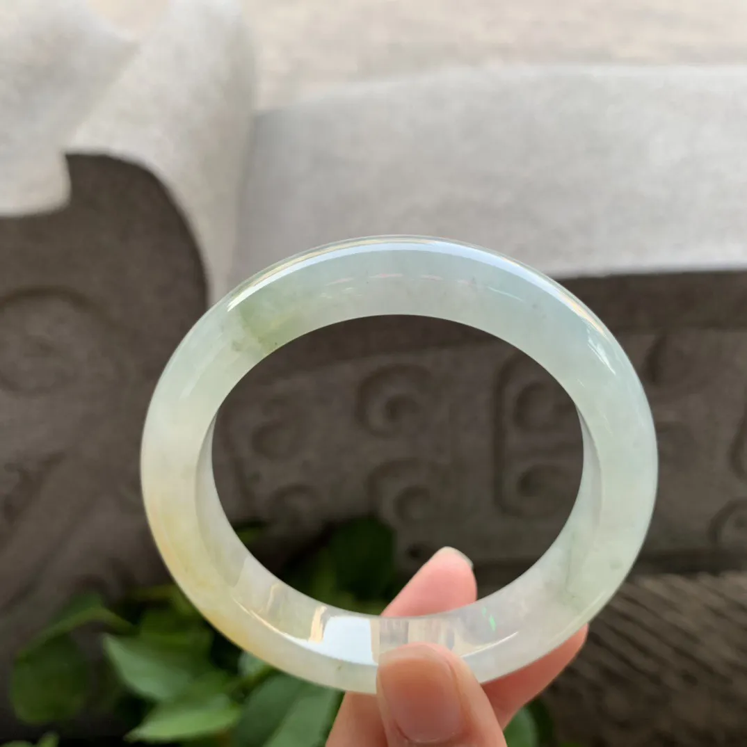 圈口57.8-12.8-9.1 【冰黄翡正圈手镯】正圈57 58可戴