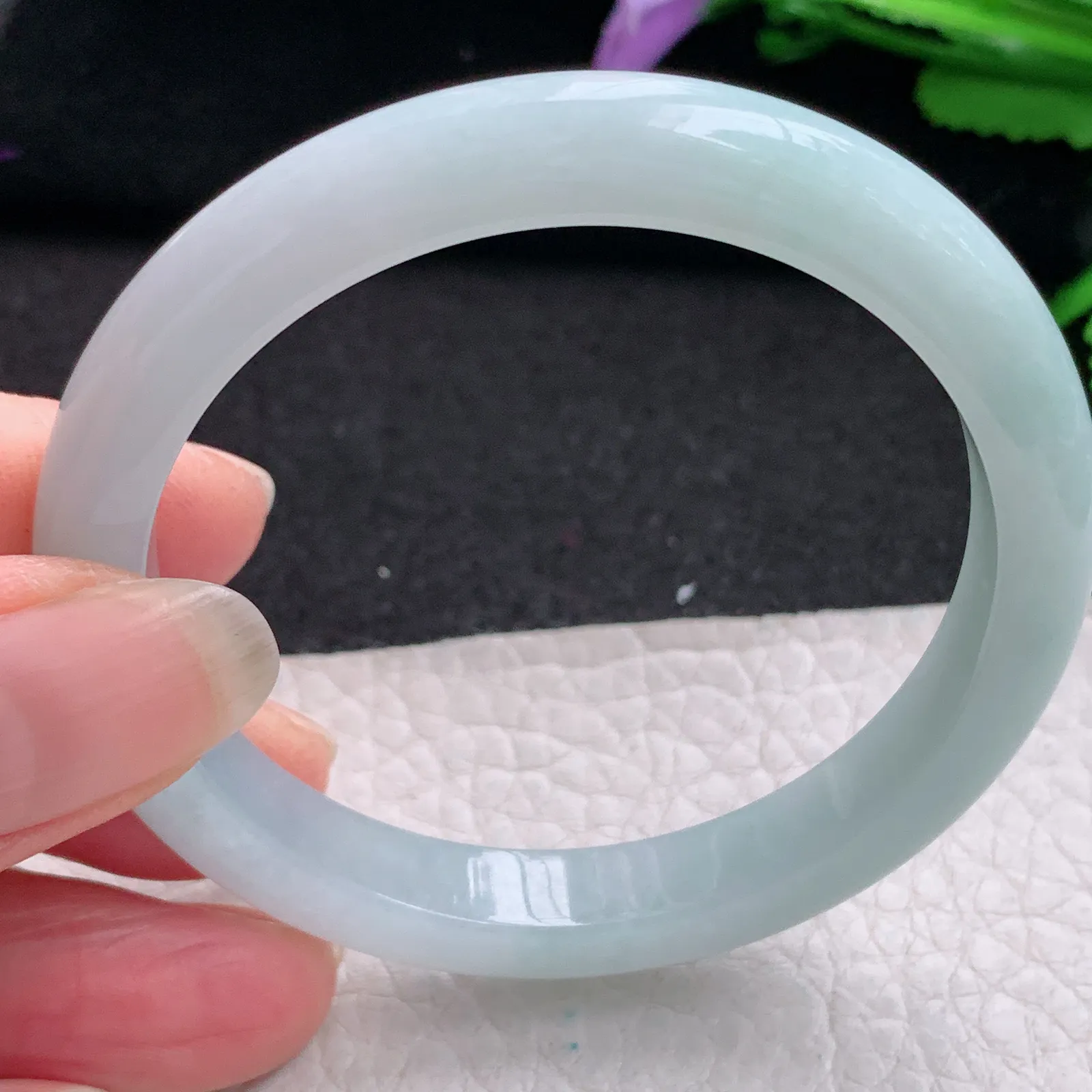 nr小圈口51.6*8.3*7平安镯 缅甸翡翠精美秀气宽边玉手镯 玉手环