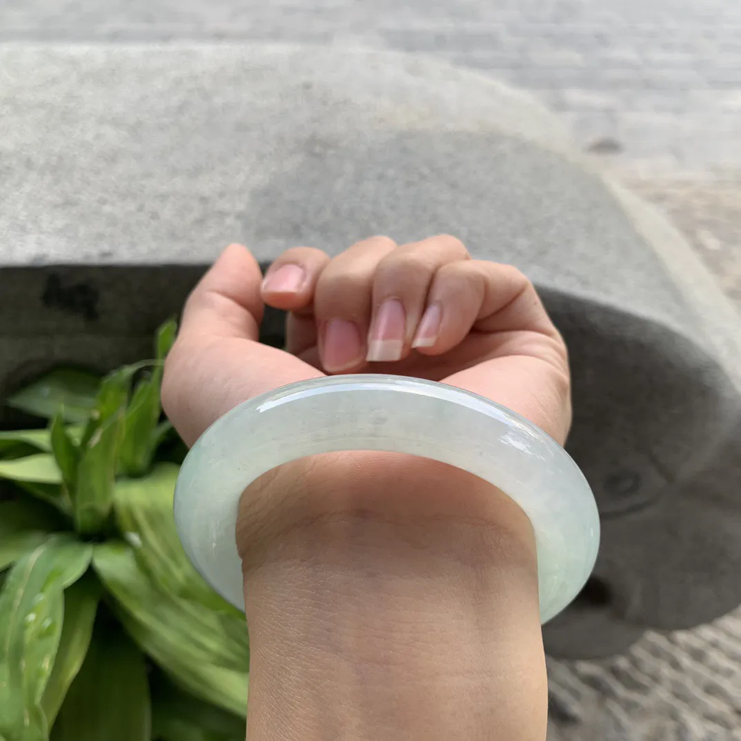 圈口55.8-12 【冰晴绿圆条手镯】圆条55 56可戴