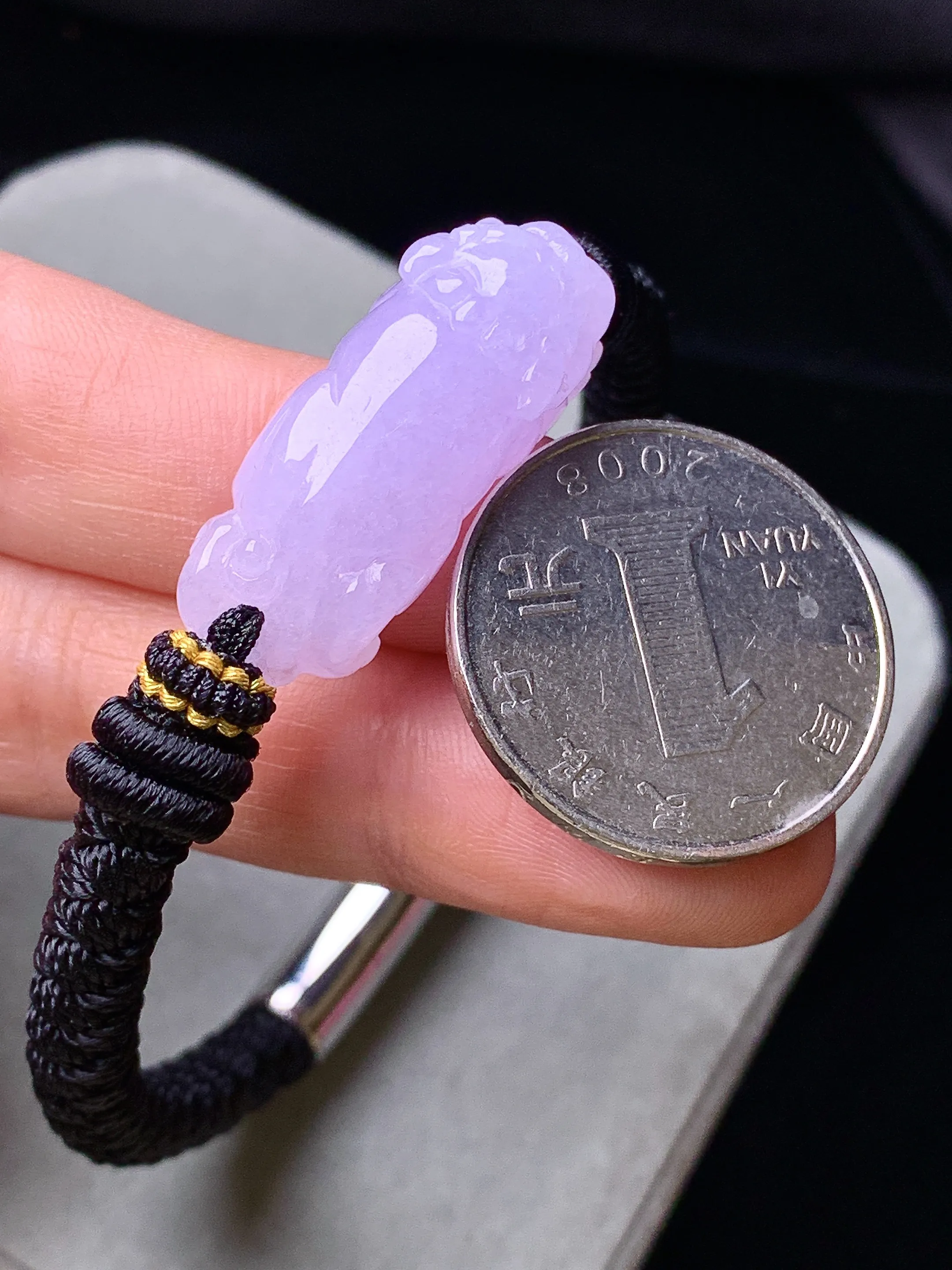 紫罗兰貔貅手链 玉质细腻 色泽清新艳丽 整体尺寸28.8*11.8*11.5