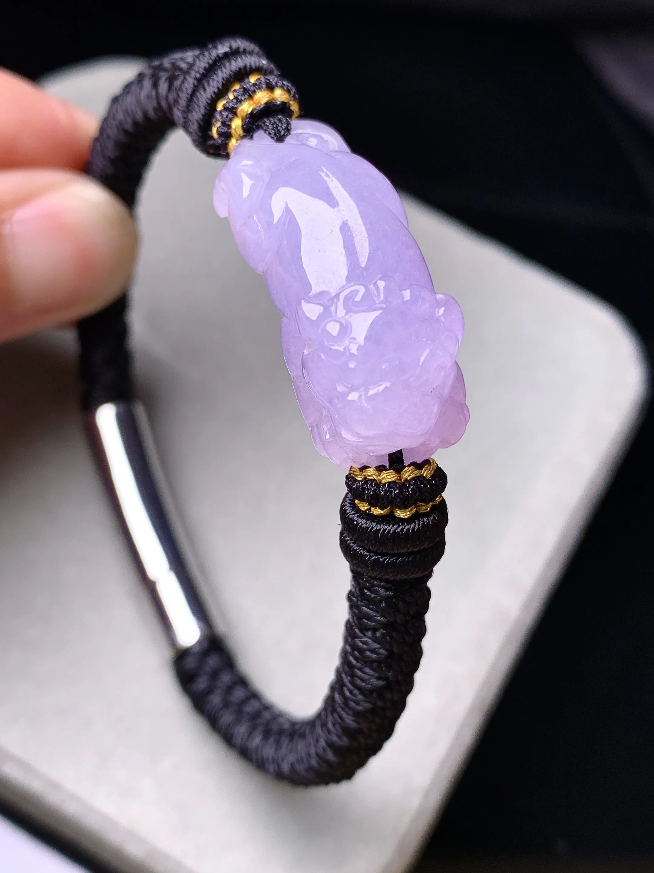 紫罗兰貔貅手链 玉质细腻 色泽清新艳丽 整体尺寸28.8*11.8*11.5