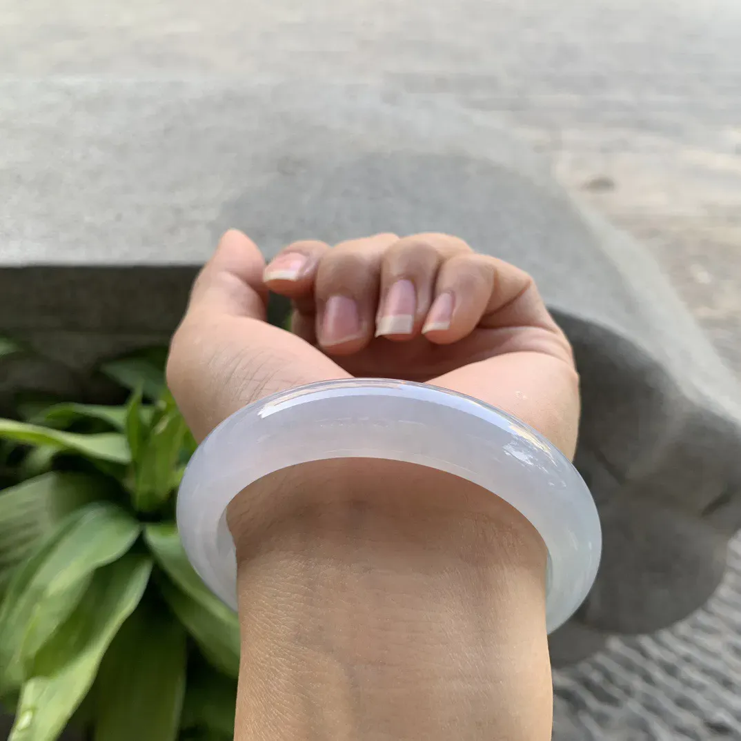 大圈口58.4-13-8.7 【冰种飘黄翡正圈手镯】正圈58 59可戴