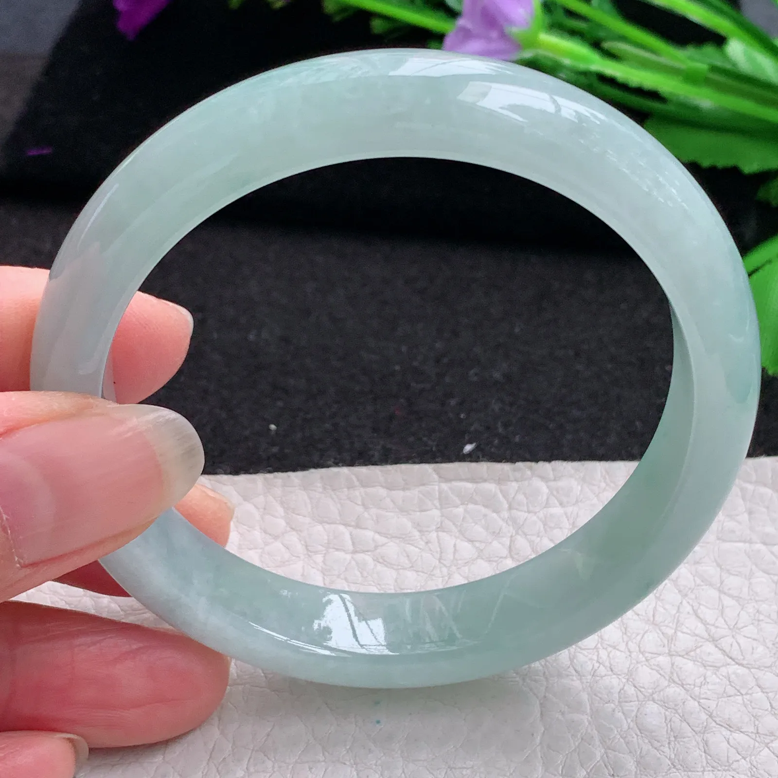 nr实拍57*11.8*7.7平安镯 缅甸翡翠精美冰飘花宽边玉手镯 玉手环