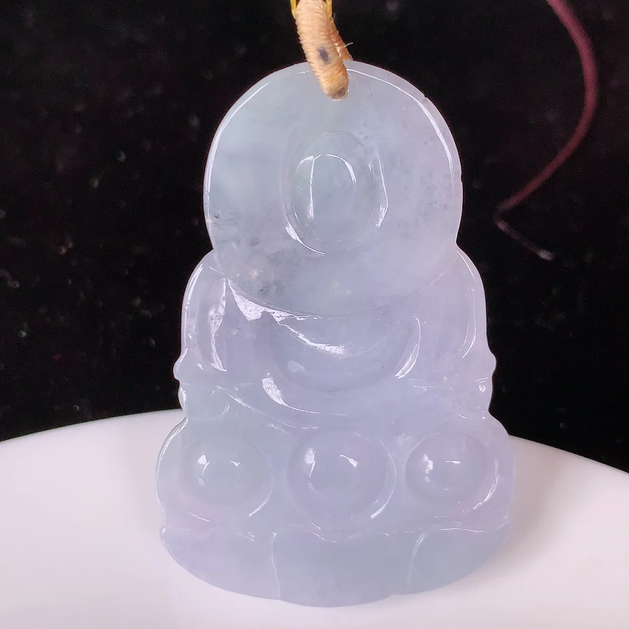 自然光实拍，冰润紫罗兰翡翠保平安观音菩萨吊坠，玉质莹润，佩戴佳品，#35.19
