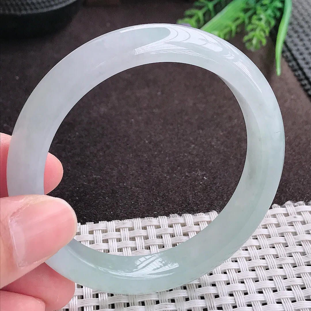 实拍A货翡翠57.5/11.6/8.4老坑冰胶果冻冰晴种手镯宽边翡翠玉镯女款