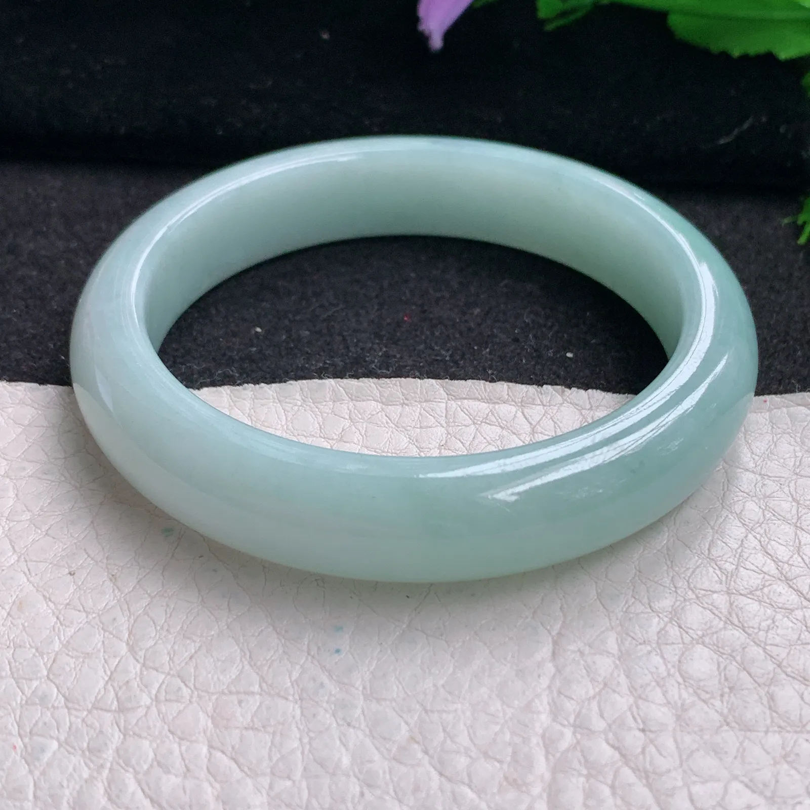 xx小圈口53*11.6*7.7平安镯 缅甸翡翠精美秀气蓝韵宽边玉手镯 玉手环