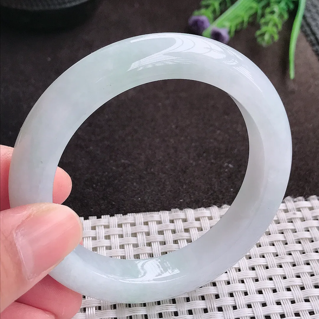 实拍A货翡翠55/11.7/9.5老坑冰润起胶厚装手镯宽边翡翠玉镯女款