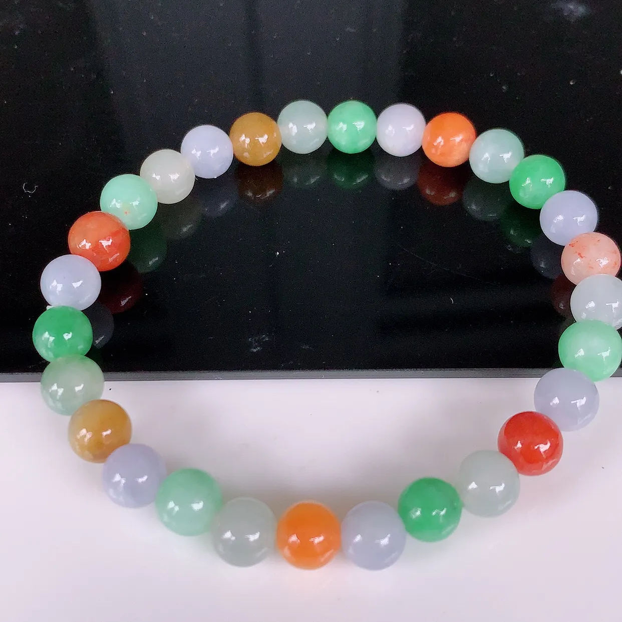 自然光实拍，冰润多宝翡翠手链，多彩翡翠手串，颜色丰富，料子细腻，高档大气，自戴送礼佳品！#46.19取一尺寸6.8