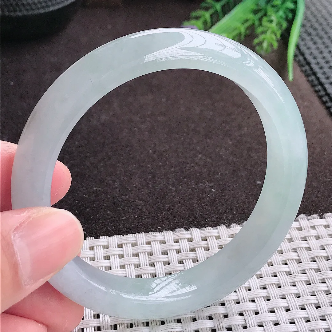 实拍A货翡翠57.5/11.6/8.4老坑冰胶果冻冰晴种手镯宽边翡翠玉镯女款