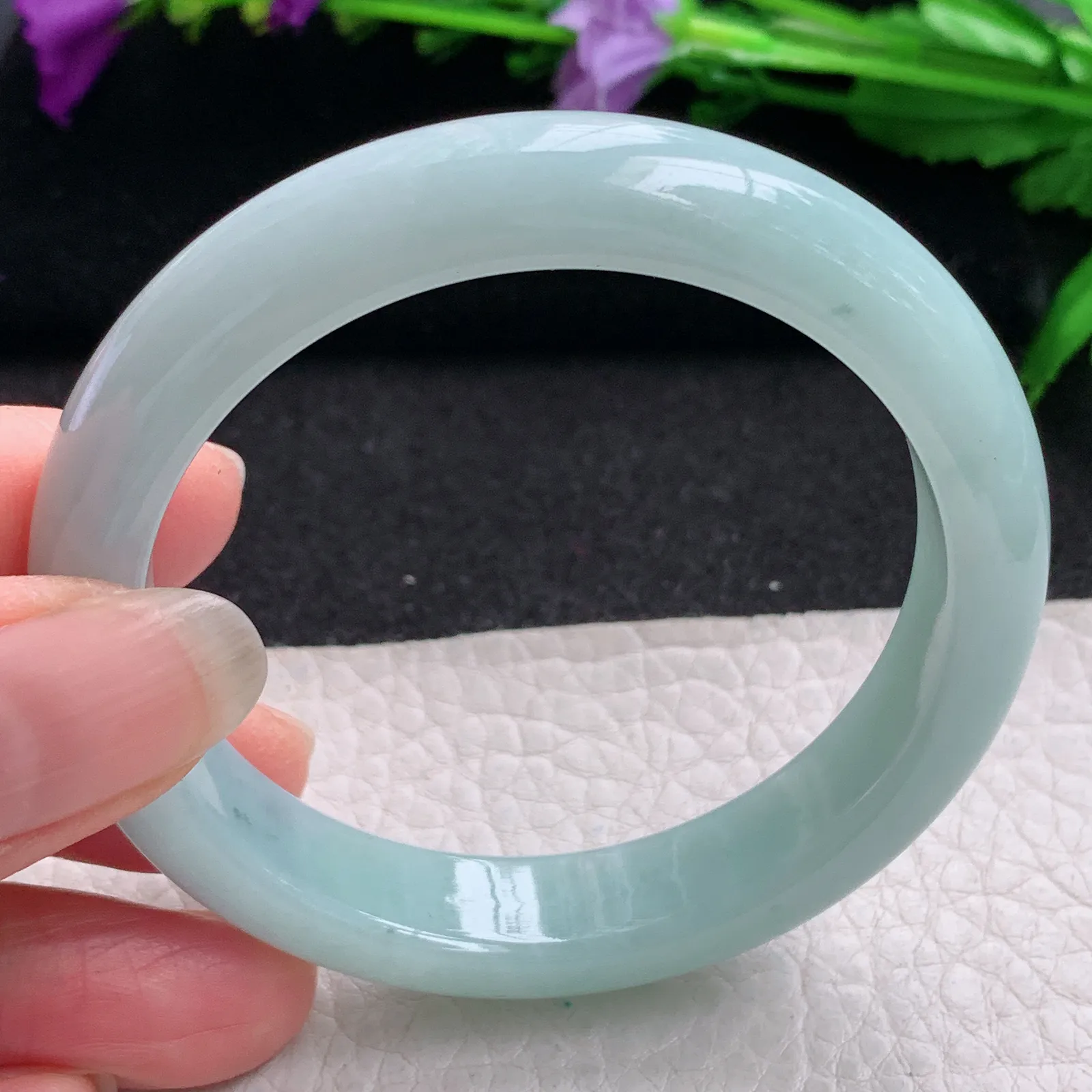 xx小圈口53*11.6*7.7平安镯 缅甸翡翠精美秀气蓝韵宽边玉手镯 玉手环