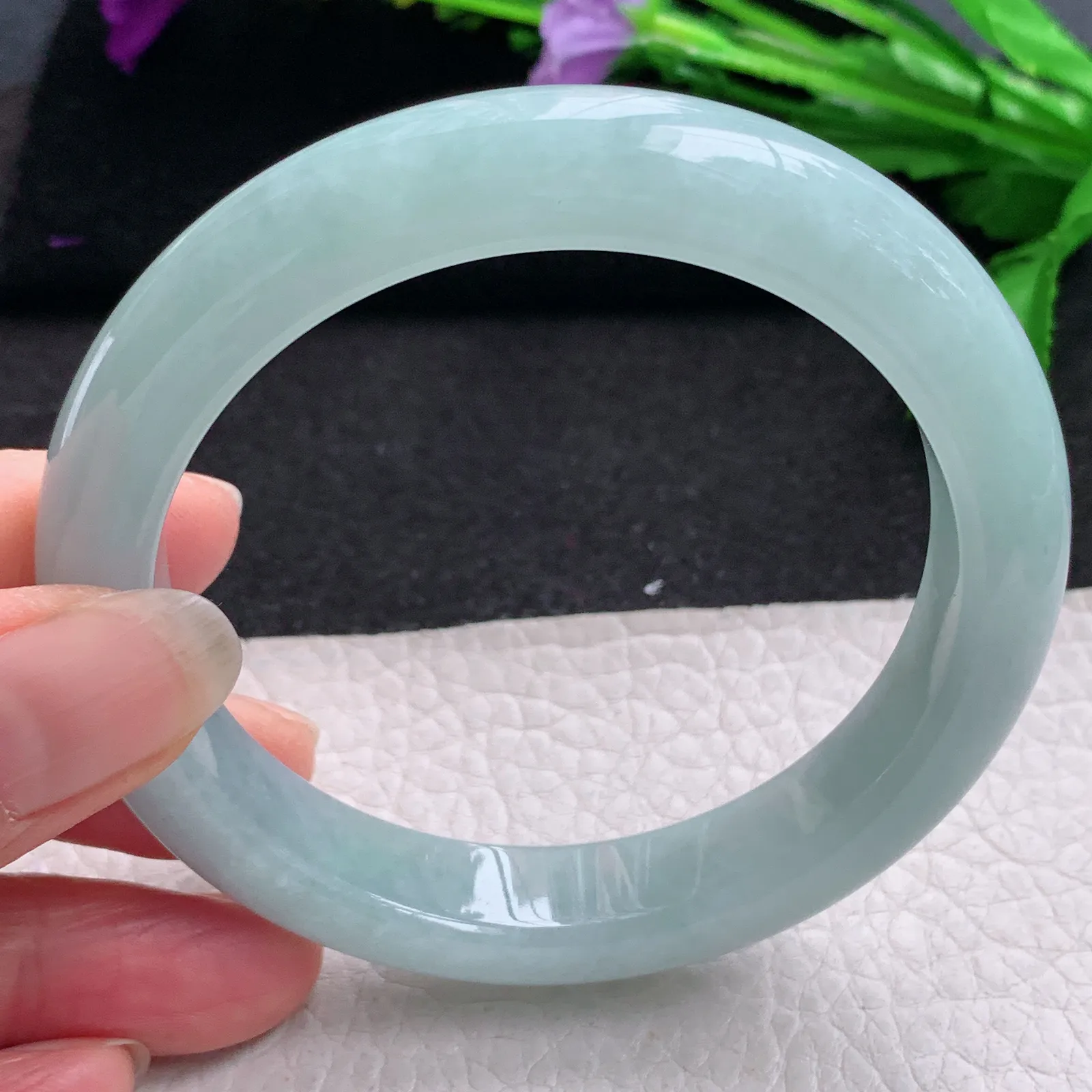 nr实拍59*12*9平安镯 缅甸翡翠精美冰蓝韵宽边玉手镯 玉手环