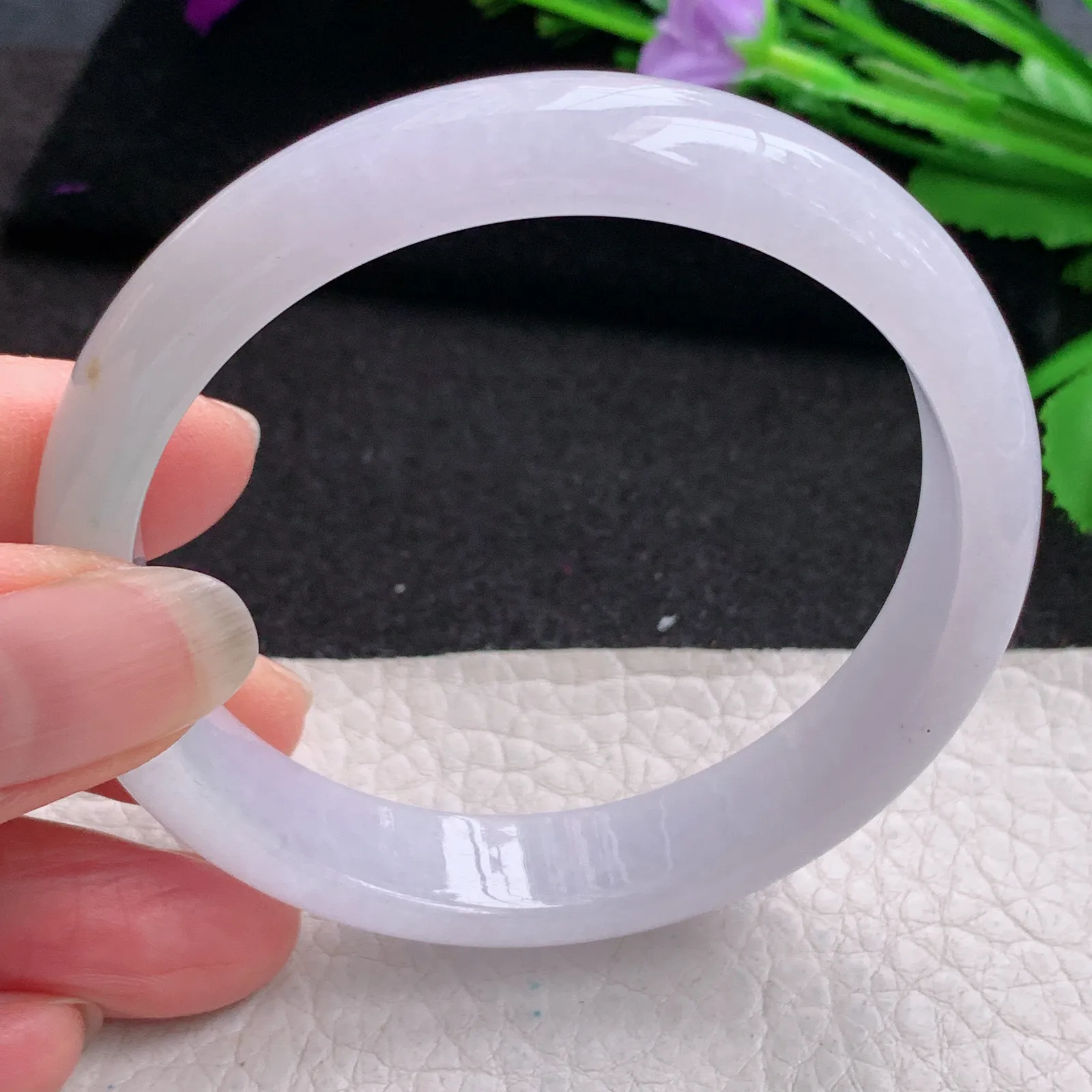 nr实拍57.5*12.5*7平安镯 缅甸翡翠精美冰紫宽边玉手镯 玉手环