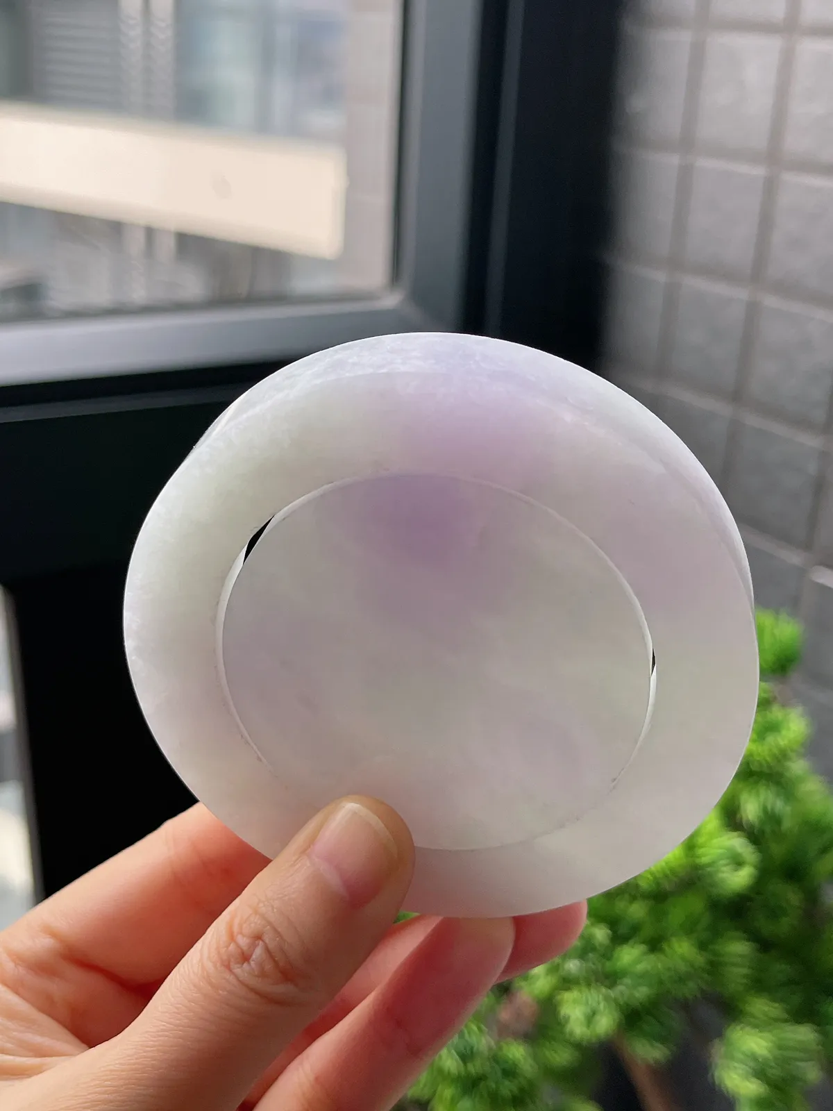 翡翠冰糯种春带彩镯饼，⭕️正圈最大做61，最小做53.6