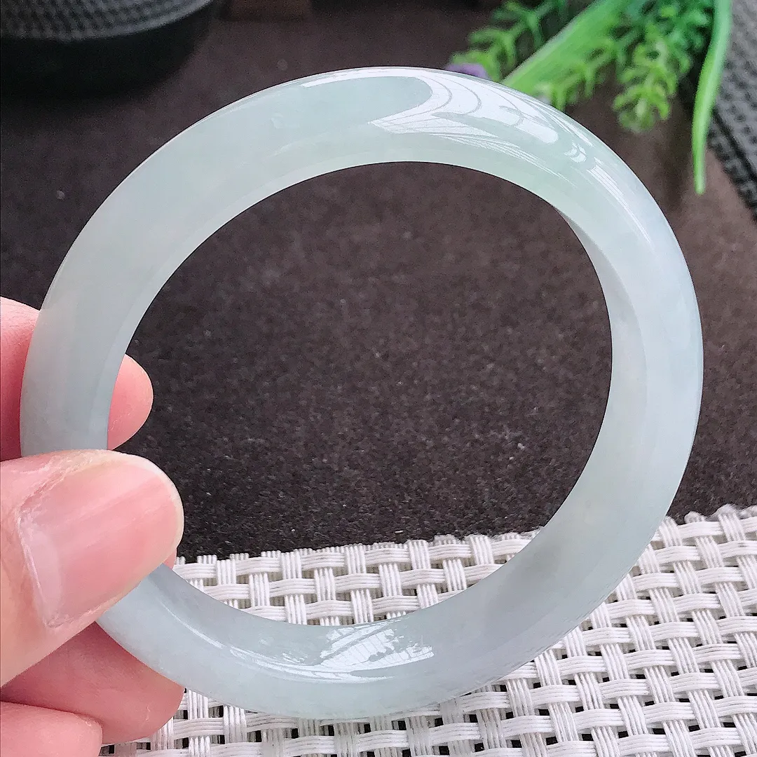 实拍A货翡翠57.5/11.6/8.4老坑冰胶果冻冰晴种手镯宽边翡翠玉镯女款
