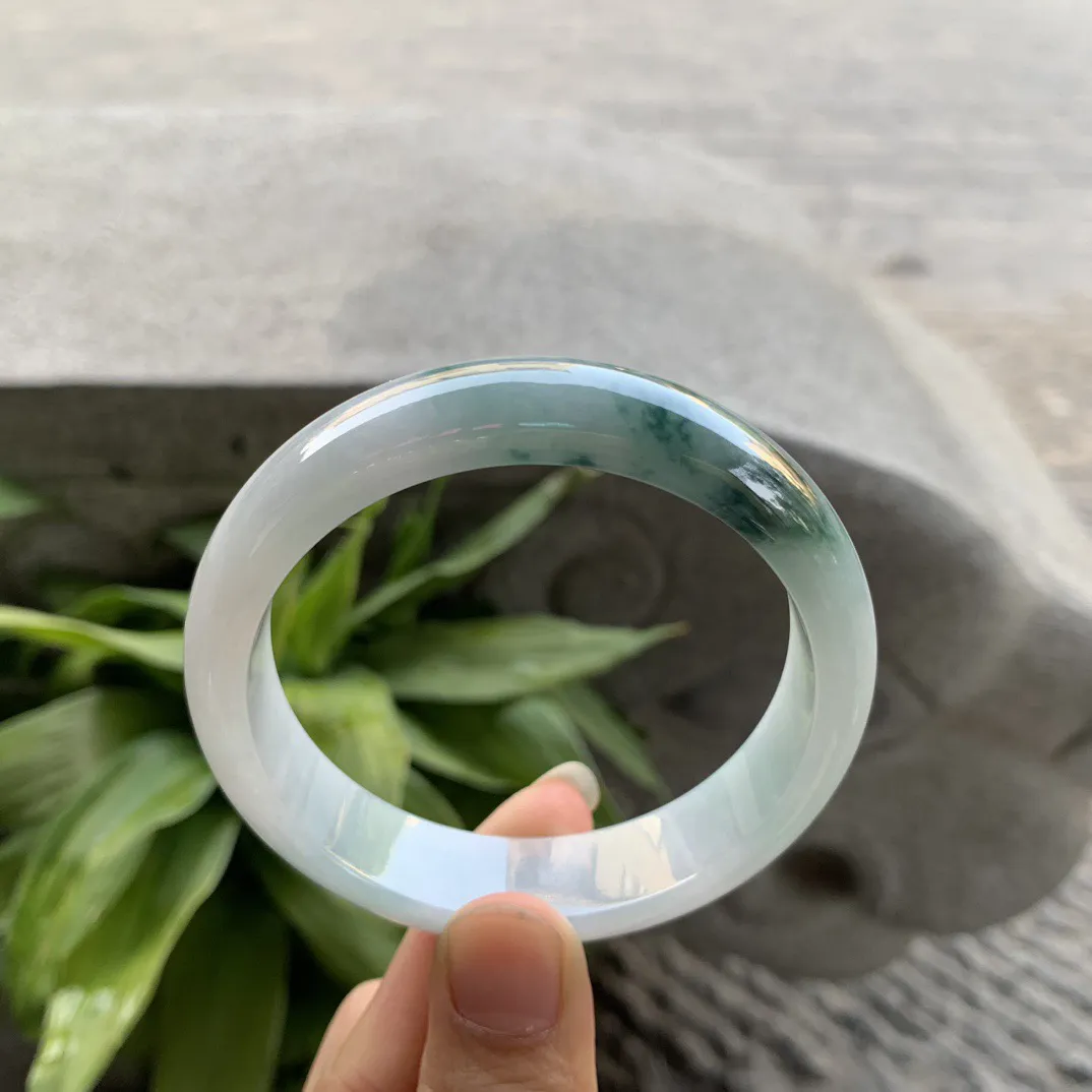 圈口57.5-14.2-7.5 【飘花正圈手镯】正圈57 58可戴 冰透水润