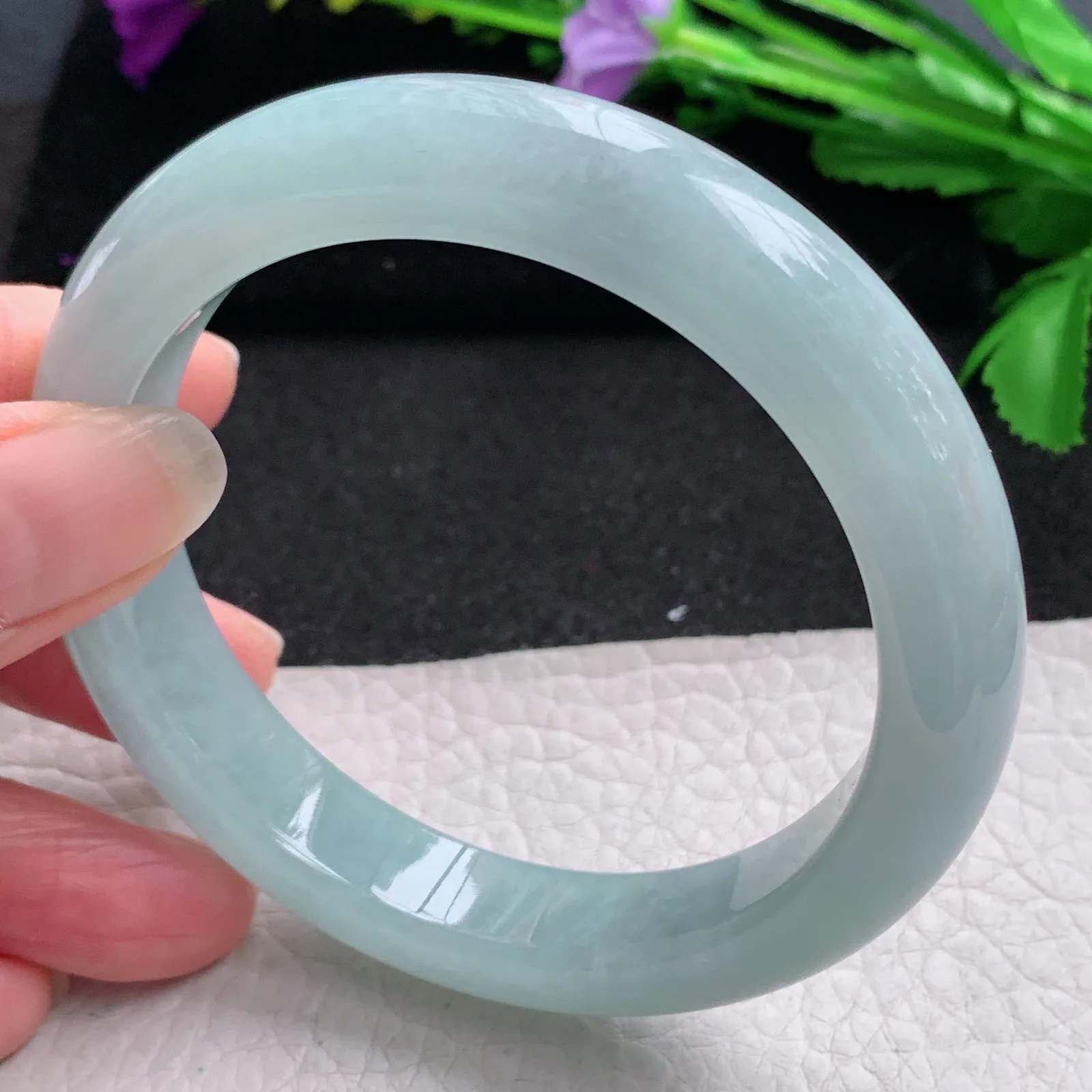 nr实拍59*12*9平安镯 缅甸翡翠精美冰蓝韵宽边玉手镯 玉手环