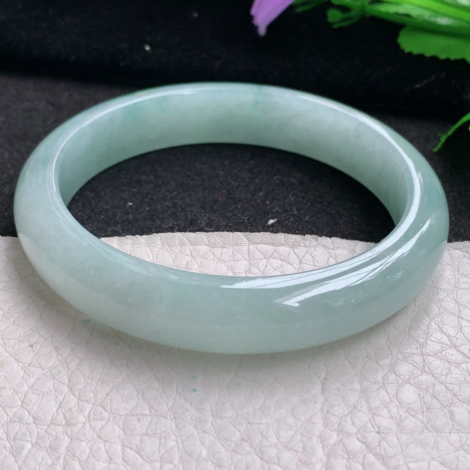 nr实拍57*11.8*7.7平安镯 缅甸翡翠精美冰飘花宽边玉手镯 玉手环