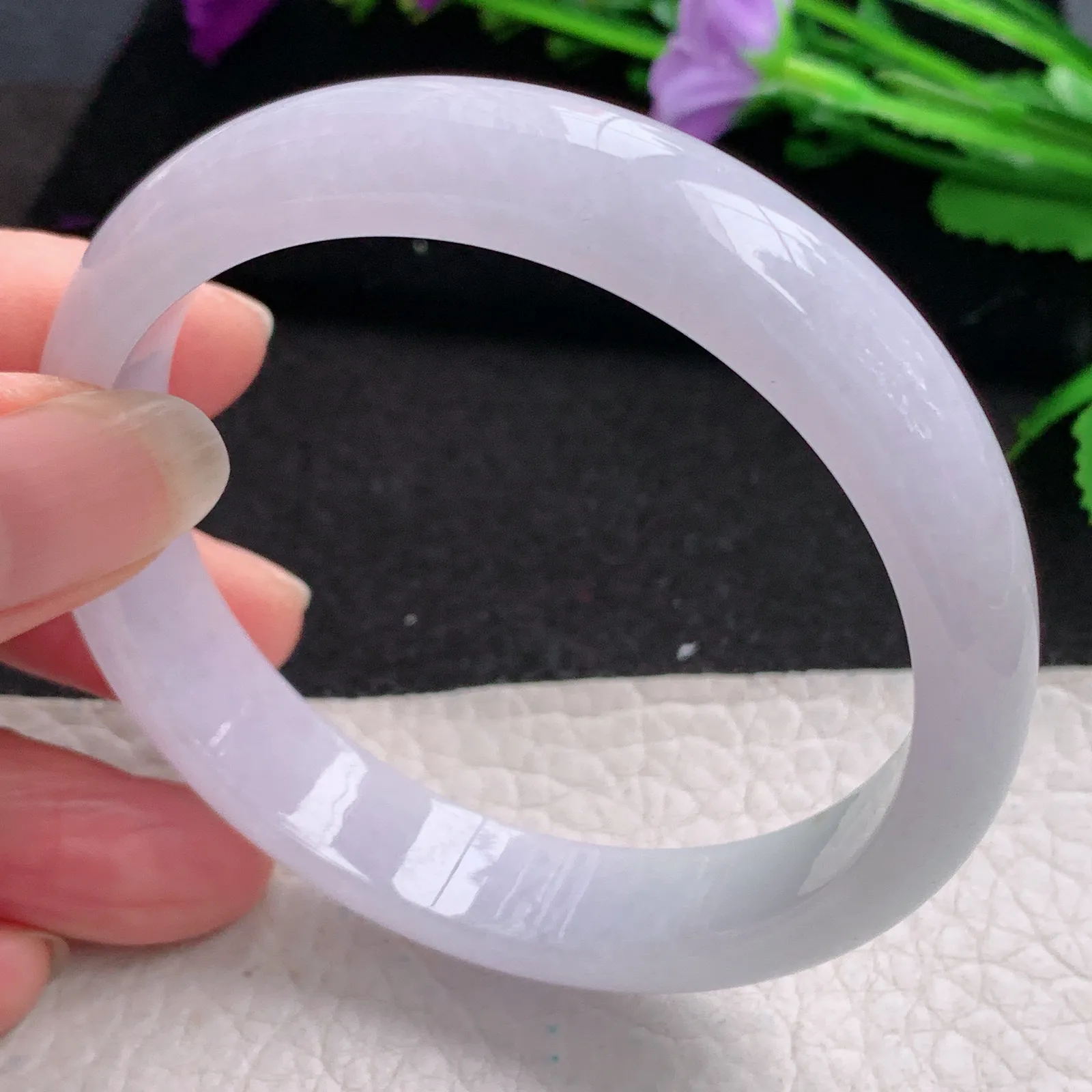 nr实拍57.5*12.5*7平安镯 缅甸翡翠精美冰紫宽边玉手镯 玉手环